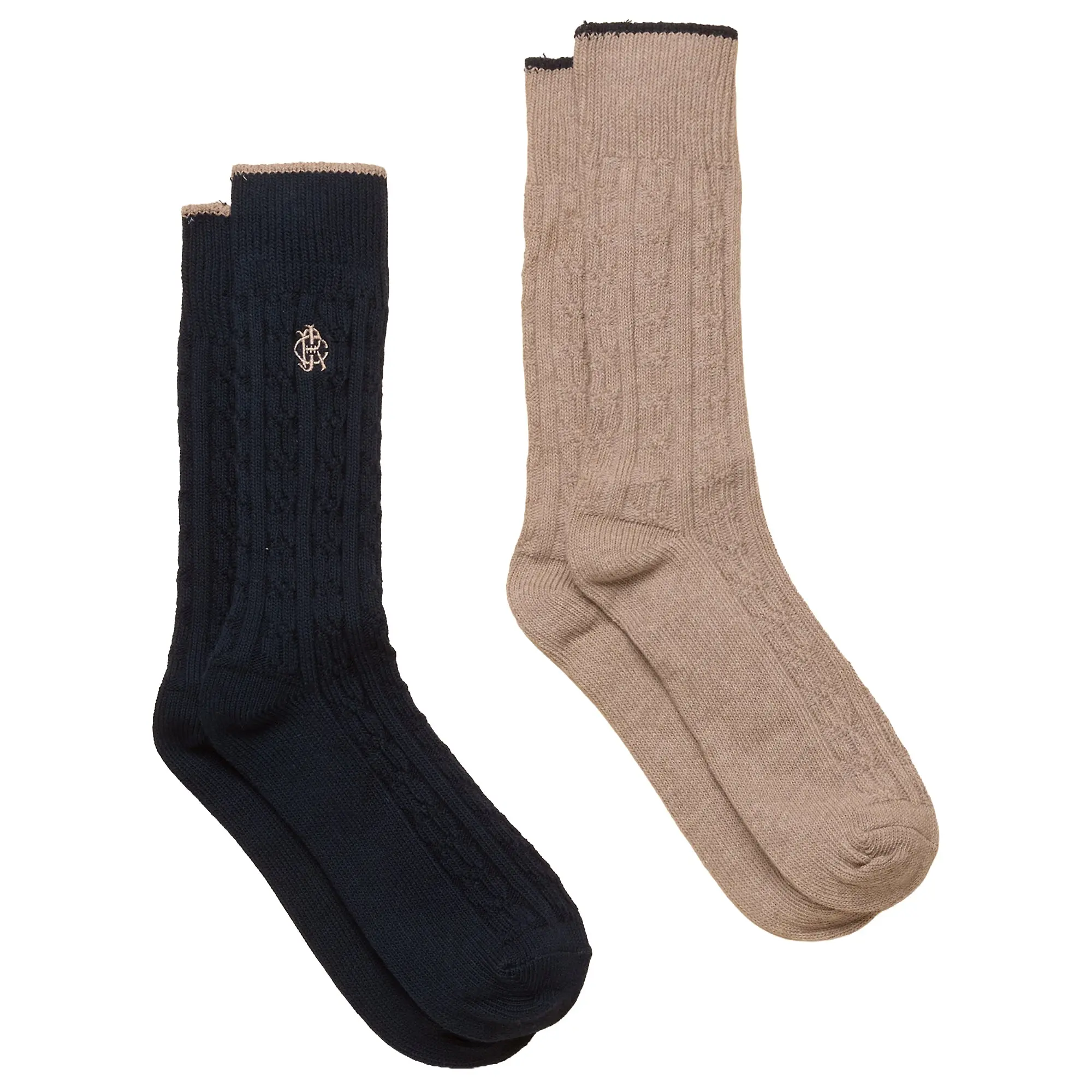 Product image 1 of 3 of Joules Men's Cable Knit 2 Pack Socks - Navy & Tan