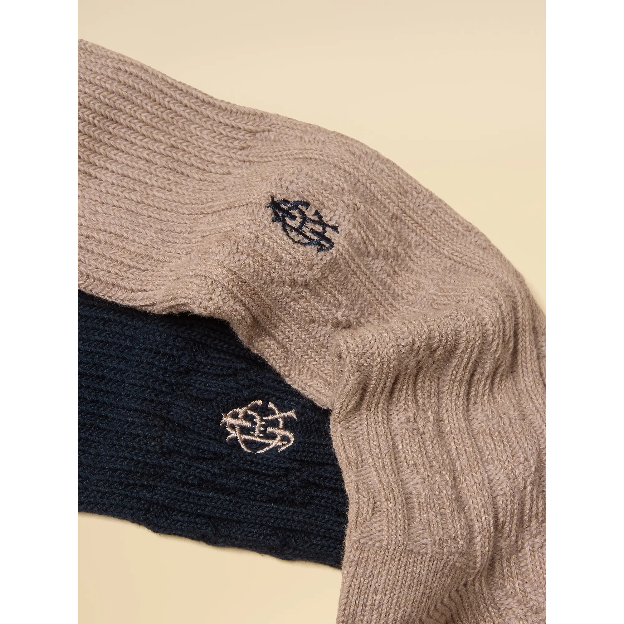 Product image 2 of 3 of Joules Men's Cable Knit 2 Pack Socks - Navy & Tan