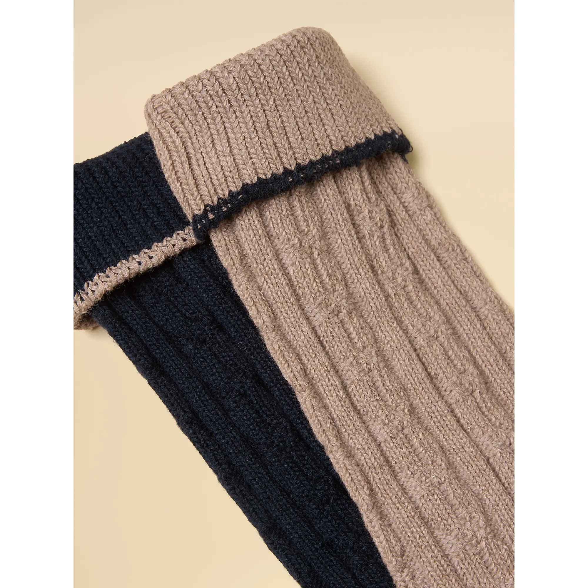 Product image 3 of 3 of Joules Men's Cable Knit 2 Pack Socks - Navy & Tan