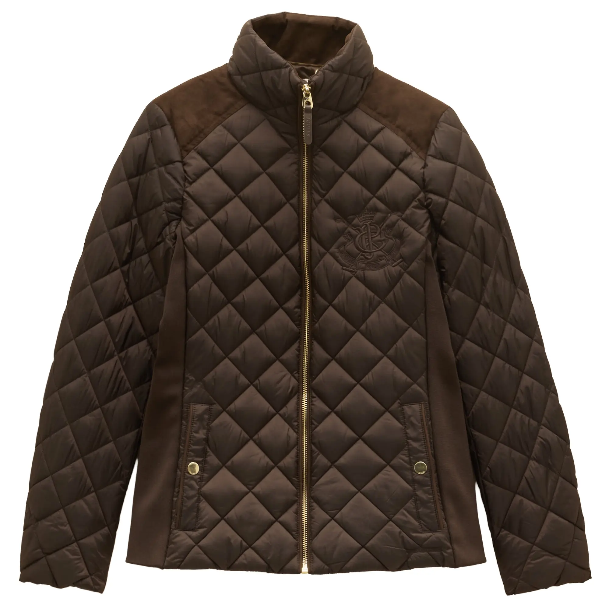 Product image 1 of 10 of Joules Women's Braemar Luxe Showerproof Diamond Quilted Coat - Chocolate Brown