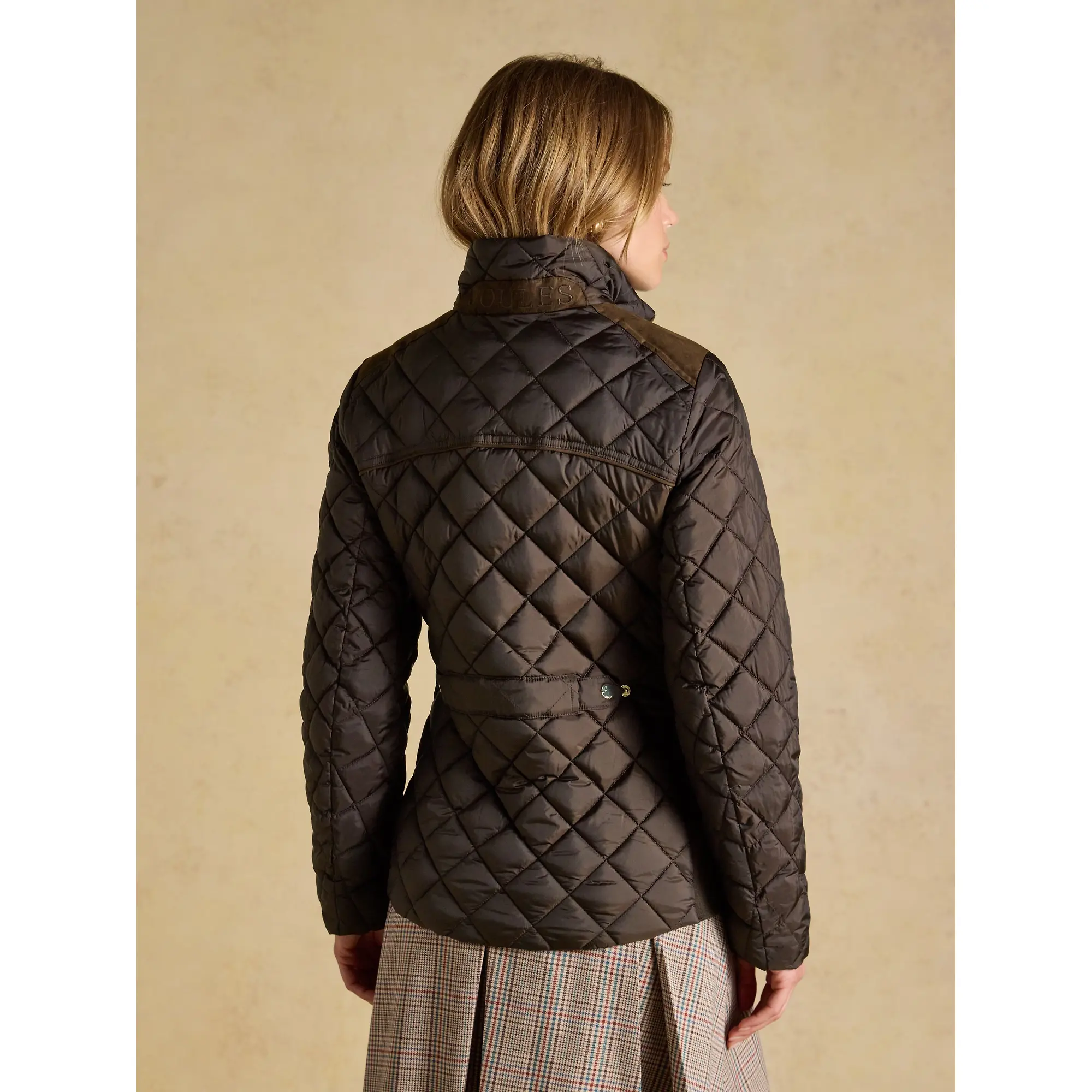 Product image 3 of 10 of Joules Women's Braemar Luxe Showerproof Diamond Quilted Coat - Chocolate Brown