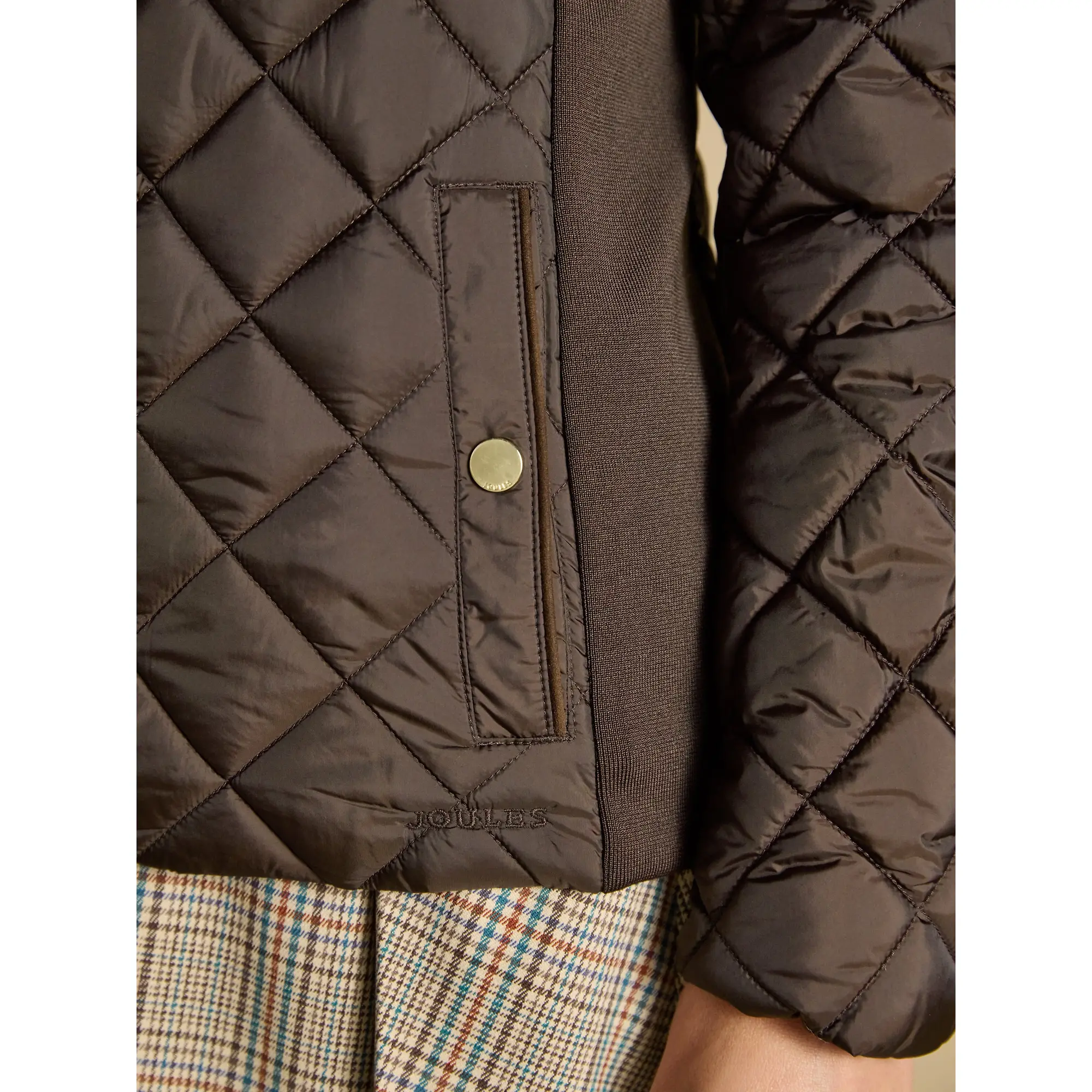 Product image 5 of 10 of Joules Women's Braemar Luxe Showerproof Diamond Quilted Coat - Chocolate Brown