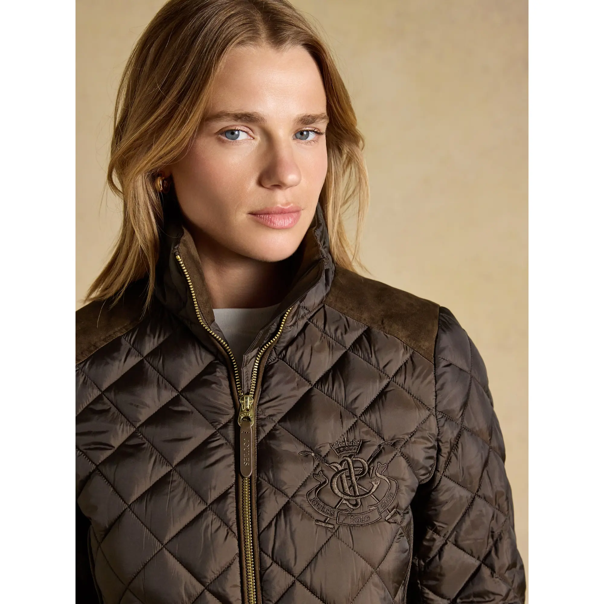 Product image 6 of 10 of Joules Women's Braemar Luxe Showerproof Diamond Quilted Coat - Chocolate Brown
