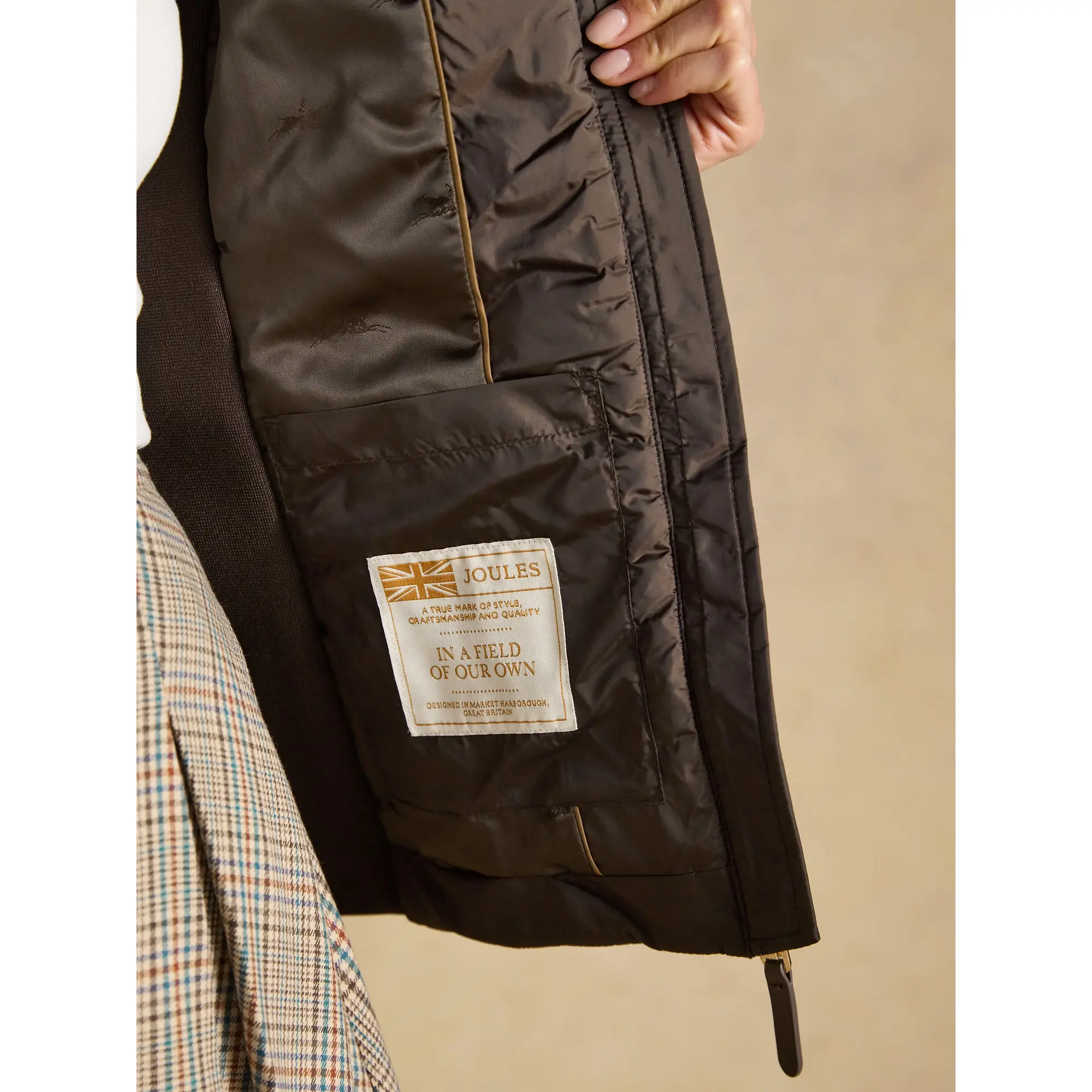 Product image 10 of 10 of Joules Women's Braemar Luxe Showerproof Diamond Quilted Coat - Chocolate Brown