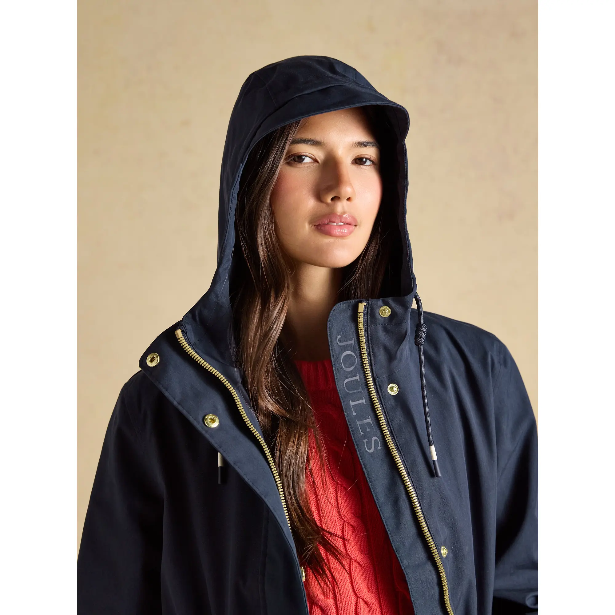 Product image 6 of 12 of Joules Women's Portwell Waterproof Raincoat With Hood - Navy