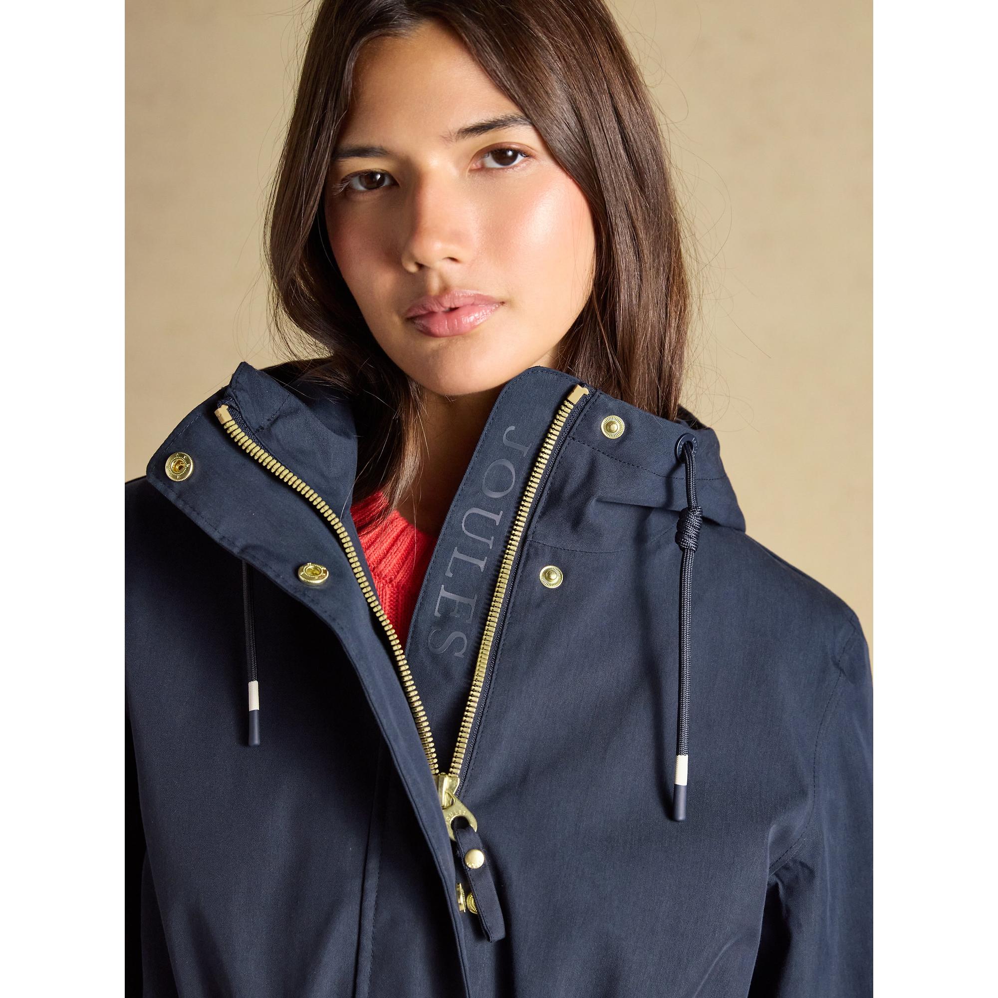 Joules Women's Portwell Waterproof Raincoat With Hood - Navy