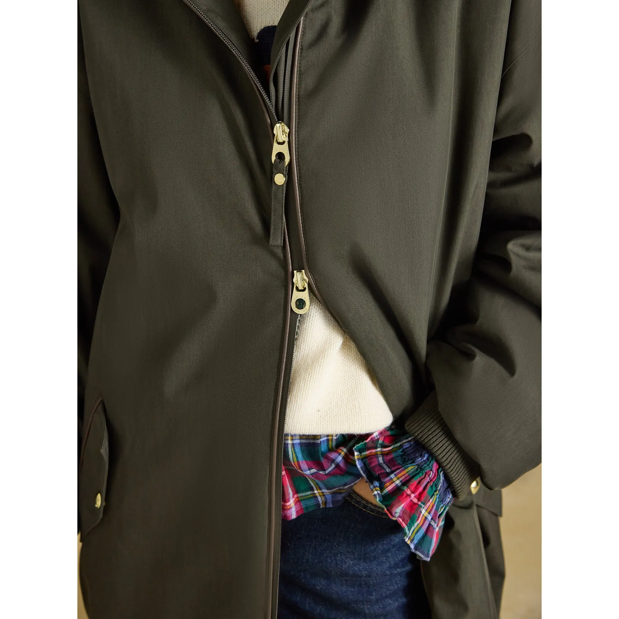 Product image 5 of 11 of Joules Women's Coverall Oversized Fleece Lined Waterproof Coat - Green