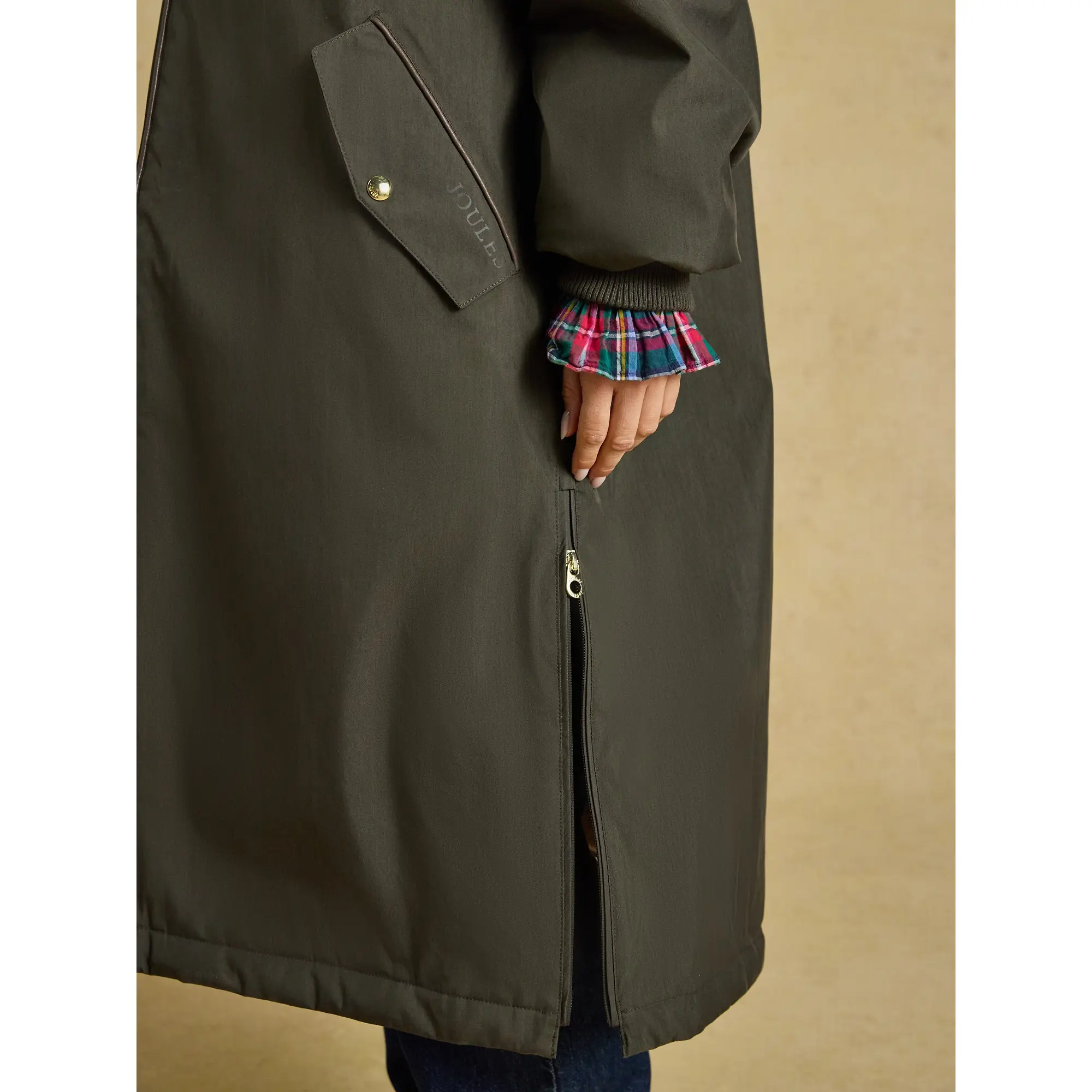 Product image 8 of 11 of Joules Women's Coverall Oversized Fleece Lined Waterproof Coat - Green