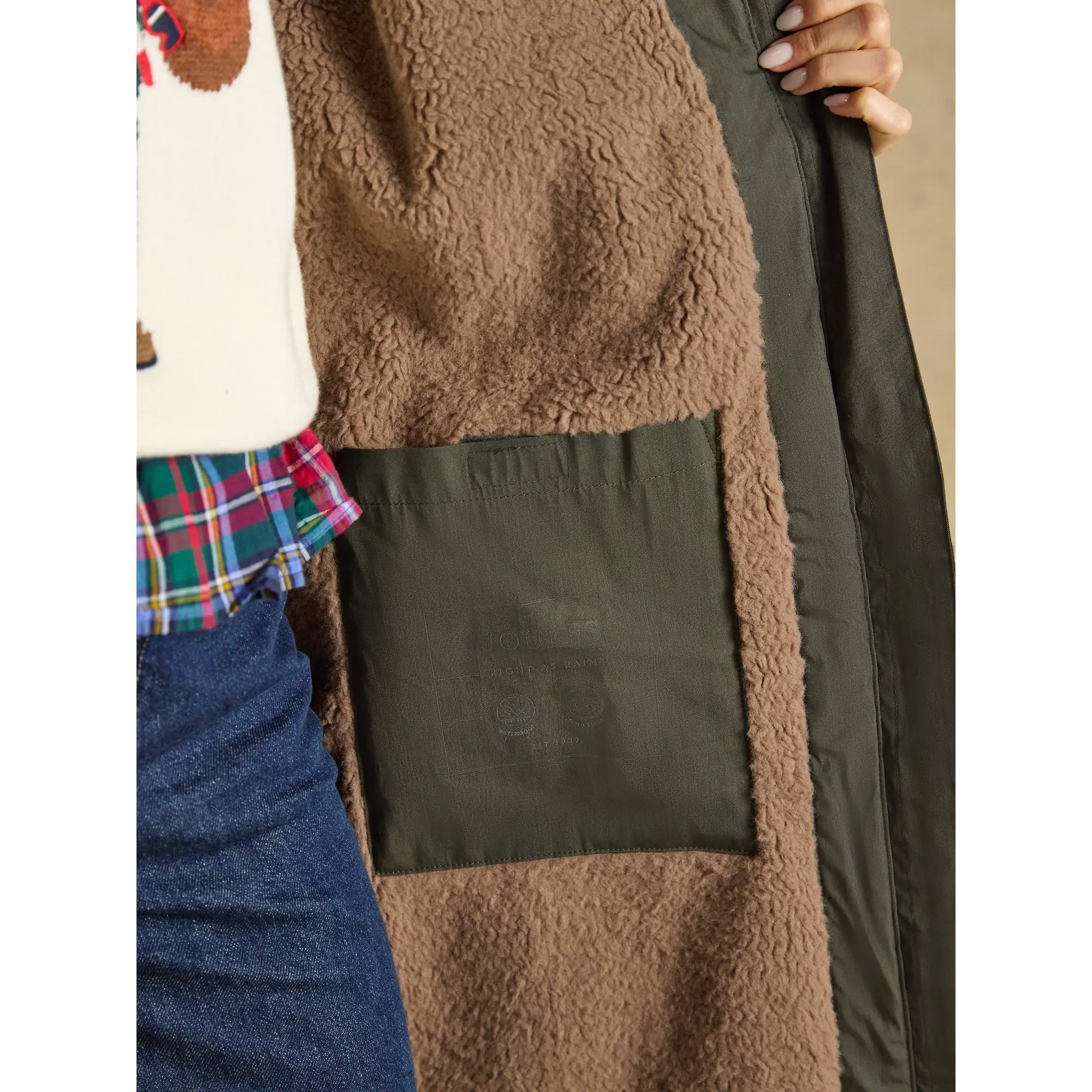 Product image 10 of 11 of Joules Women's Coverall Oversized Fleece Lined Waterproof Coat - Green