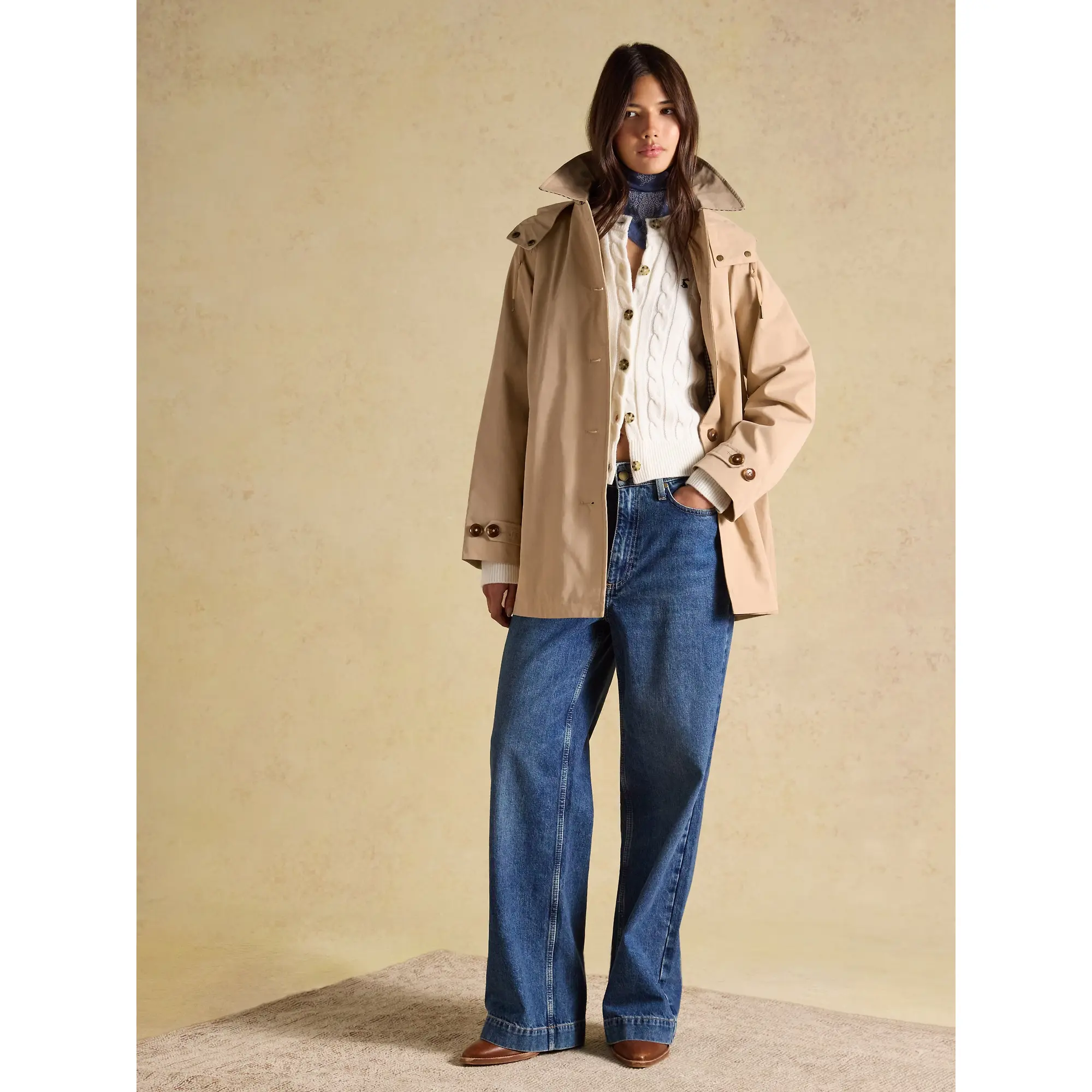 Product image 12 of 12 of Joules Women's Rainmore Waterproof Button Through Raincoat - Tan Brown