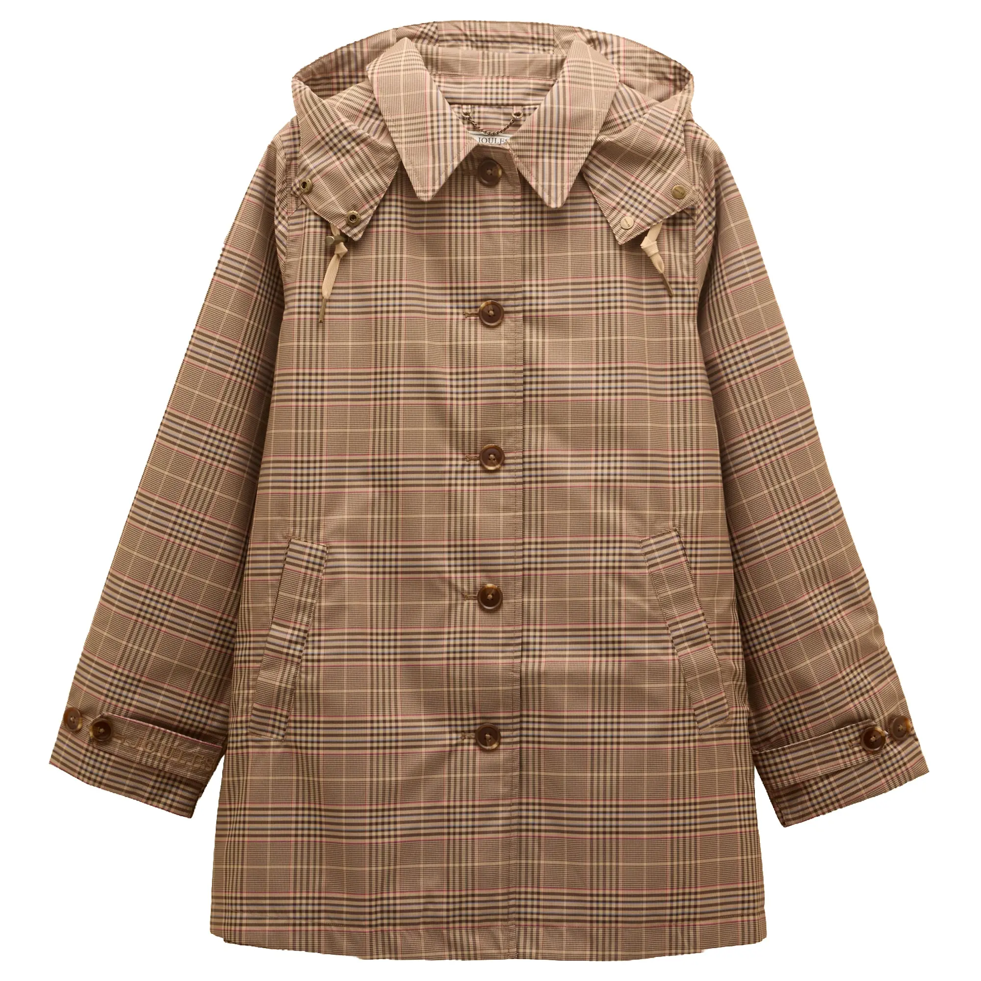 Product image 1 of 13 of Joules Women's Rainmore Waterproof Button Through Raincoat - Tweed Check