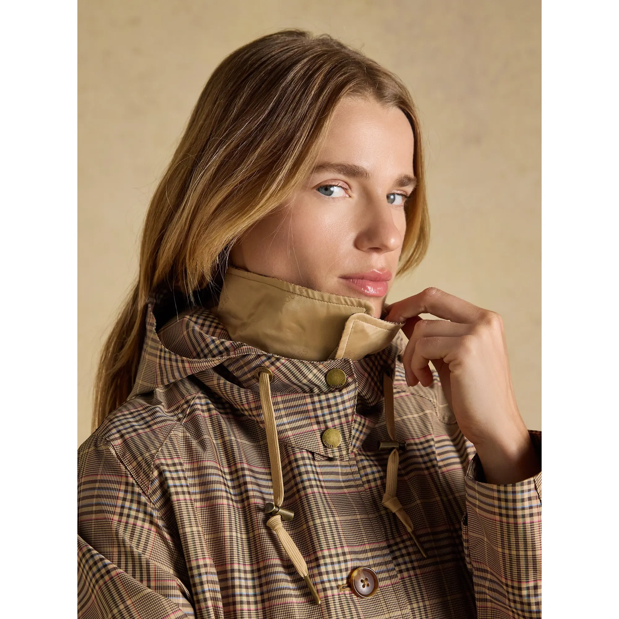 Product image 6 of 13 of Joules Women's Rainmore Waterproof Button Through Raincoat - Tweed Check