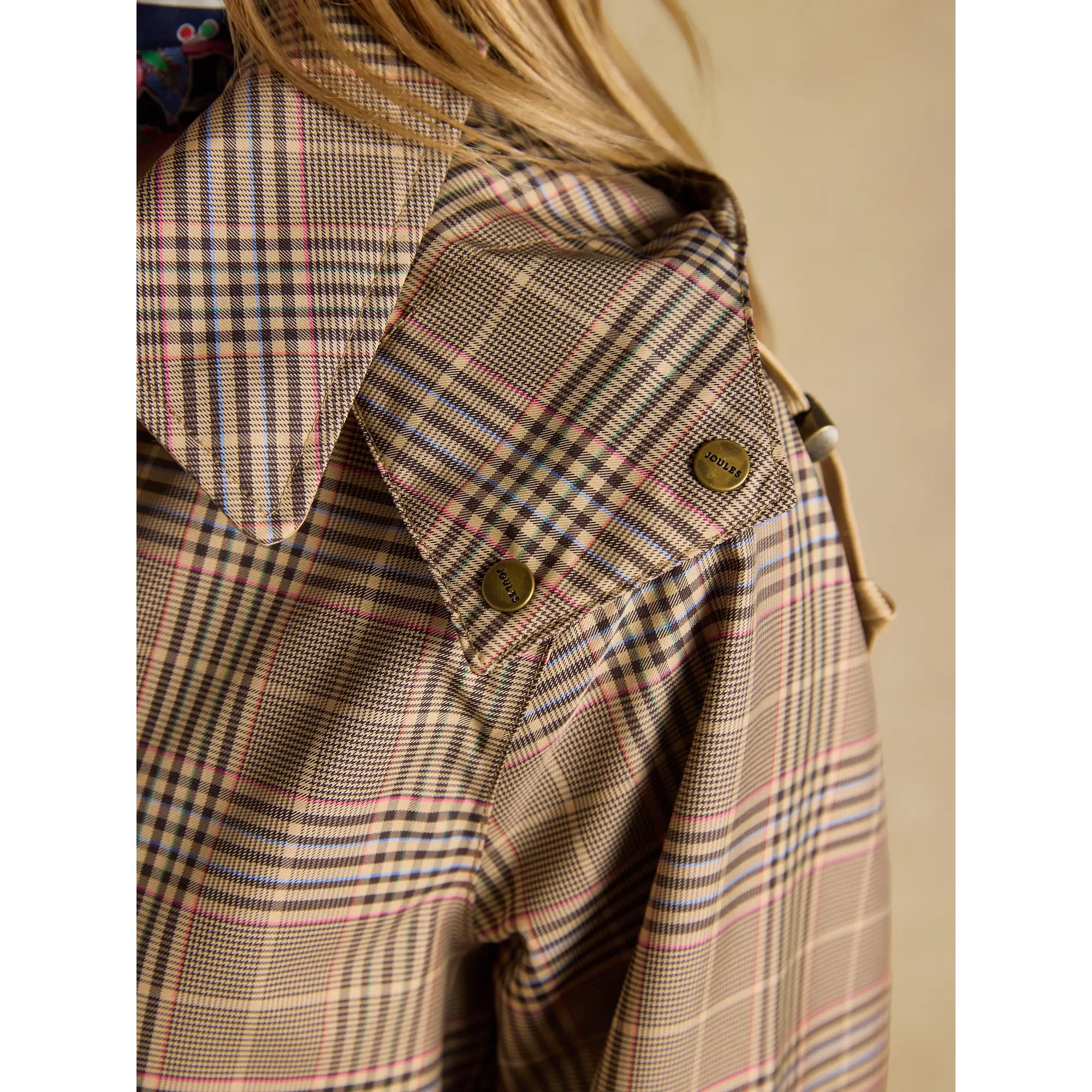 Product image 7 of 13 of Joules Women's Rainmore Waterproof Button Through Raincoat - Tweed Check
