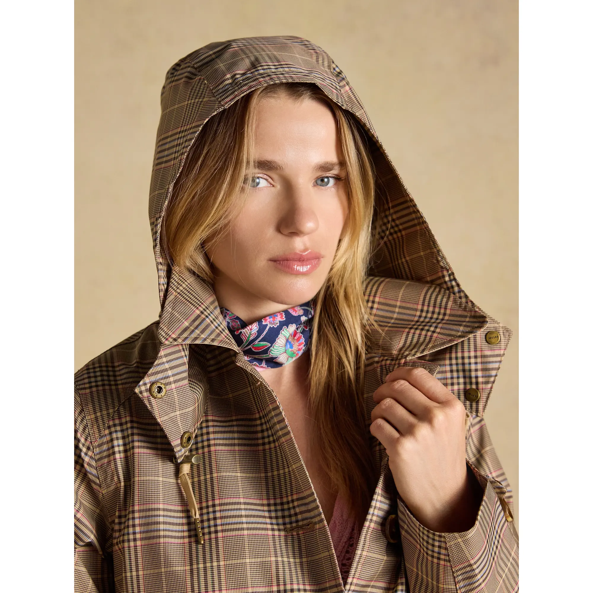 Product image 11 of 13 of Joules Women's Rainmore Waterproof Button Through Raincoat - Tweed Check