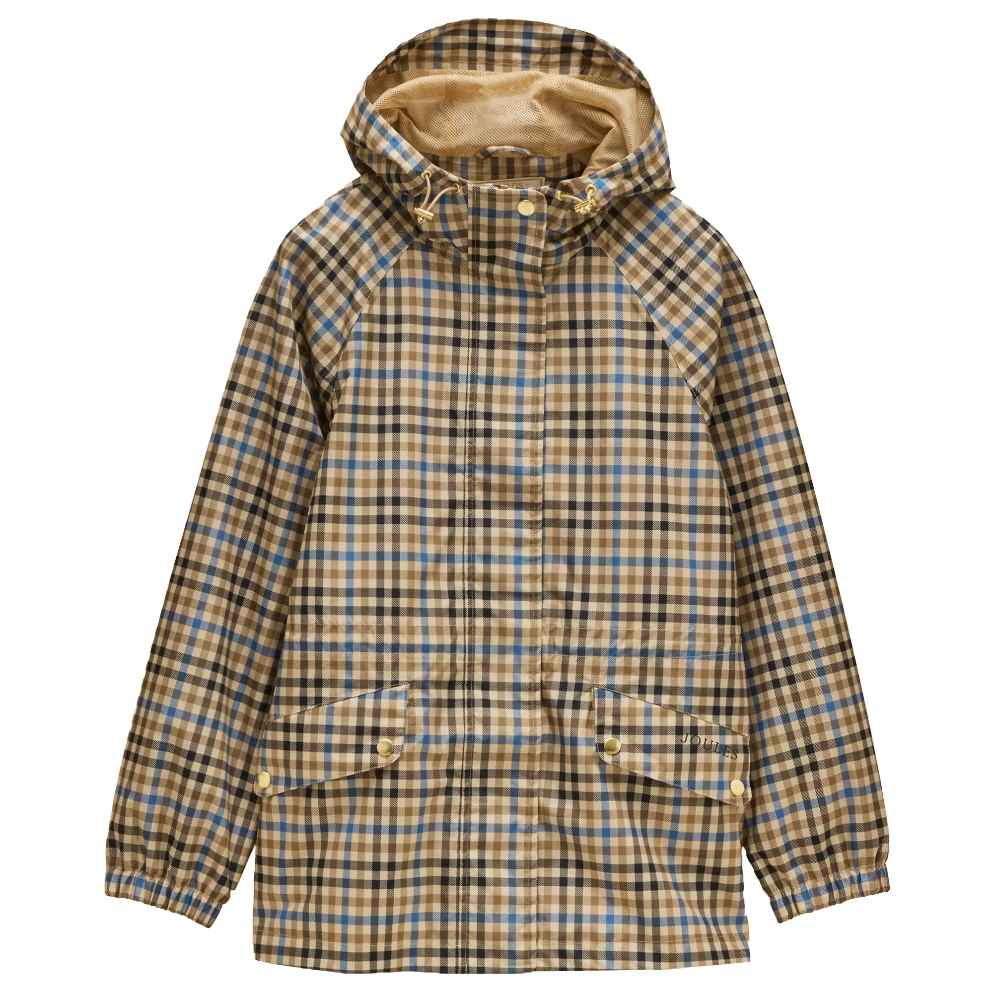 Product image 1 of 10 of Joules Women's Everdry Waterproof Packable Raincoat With Hood - Tan Check