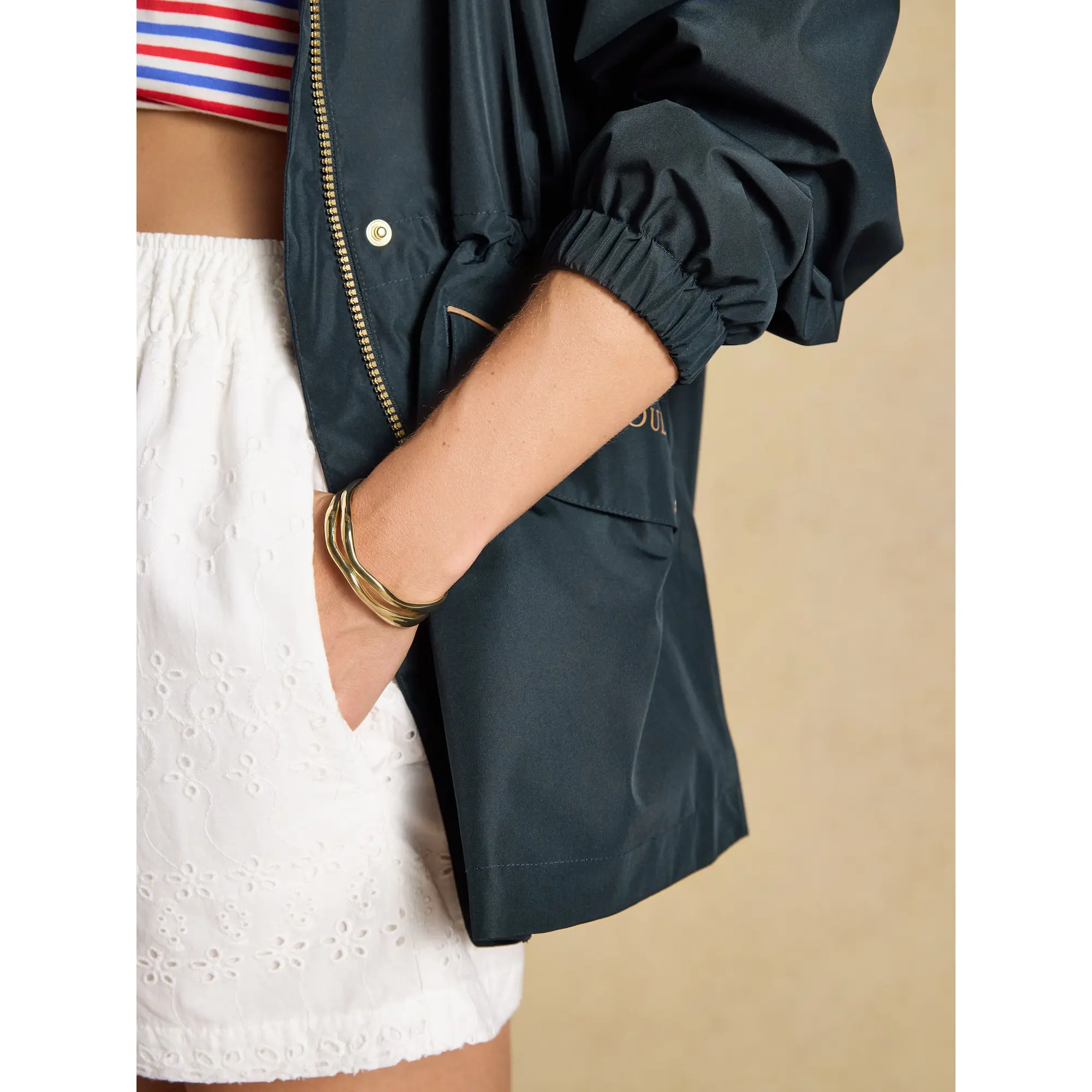 Product image 5 of 12 of Joules Women's Everdry Waterproof Packable Raincoat With Hood - Navy
