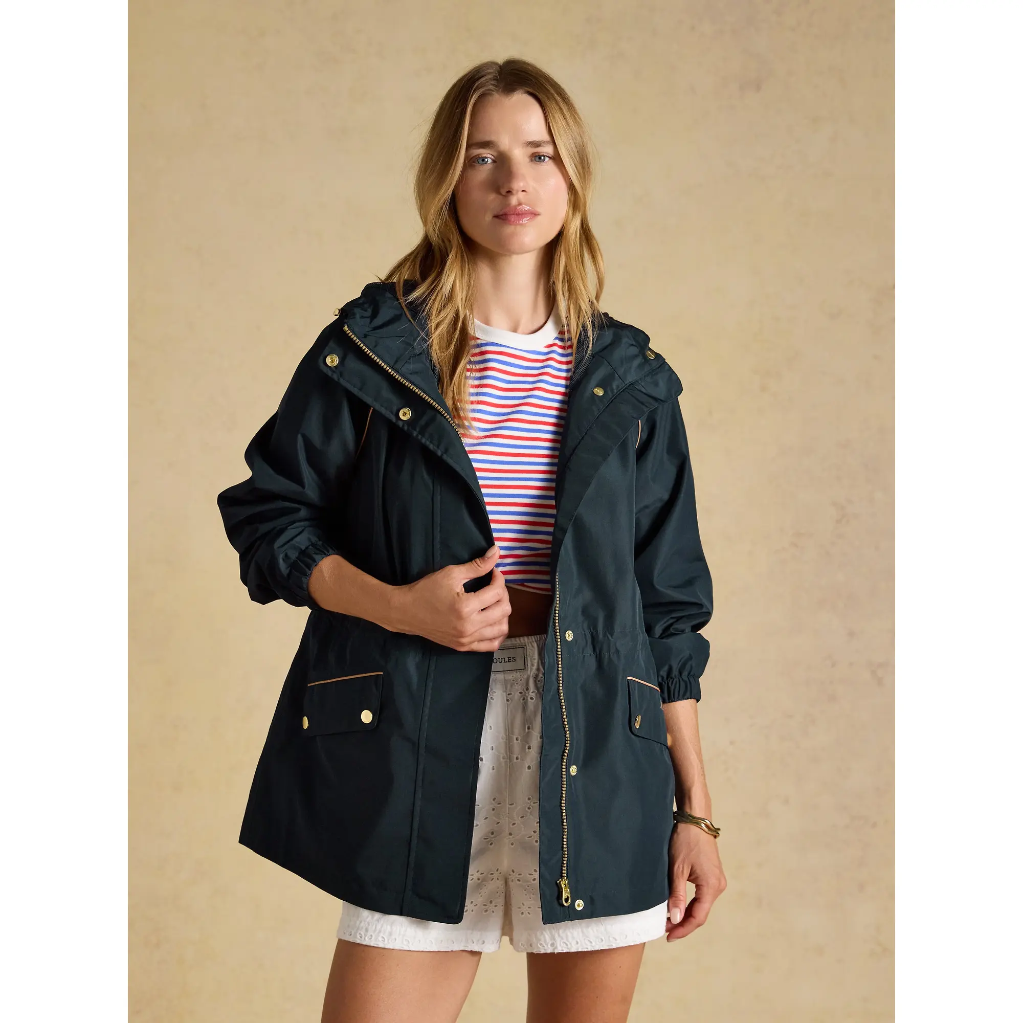 Product image 6 of 12 of Joules Women's Everdry Waterproof Packable Raincoat With Hood - Navy