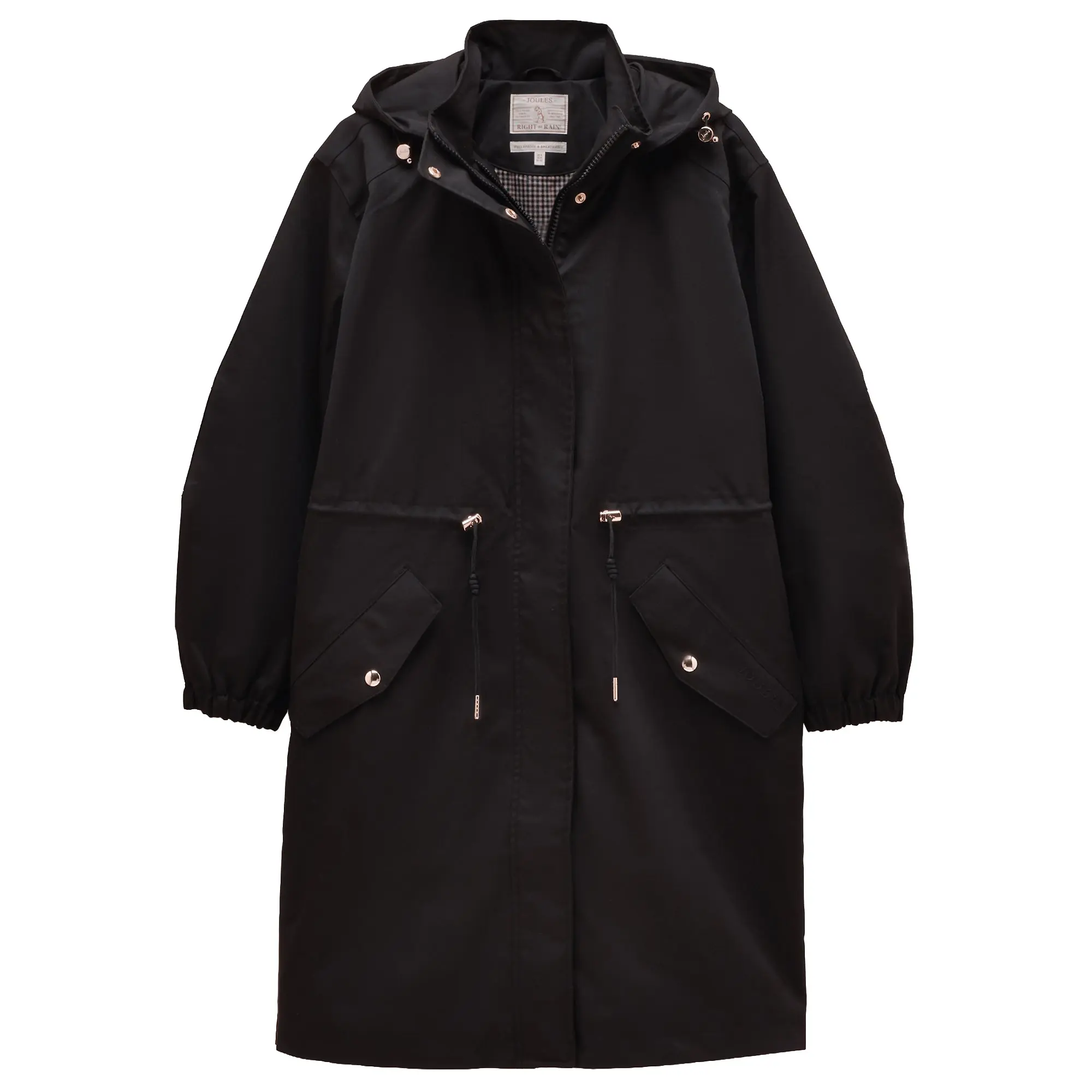 Product image 1 of 12 of Joules Women's Stormwell Waterproof Longline Raincoat with Hood - Black