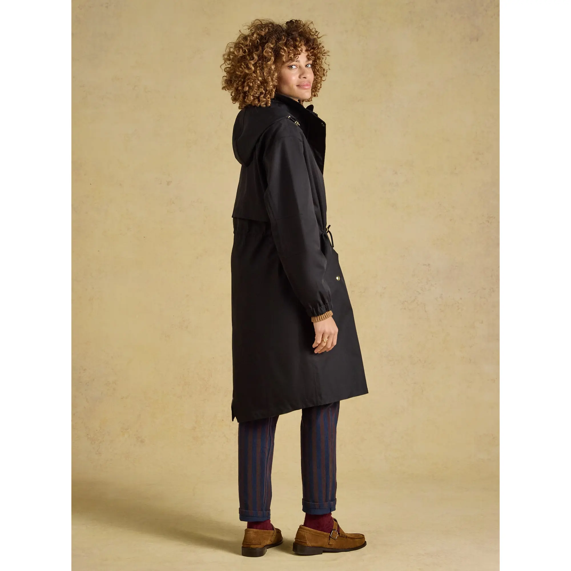 Product image 3 of 12 of Joules Women's Stormwell Waterproof Longline Raincoat with Hood - Black