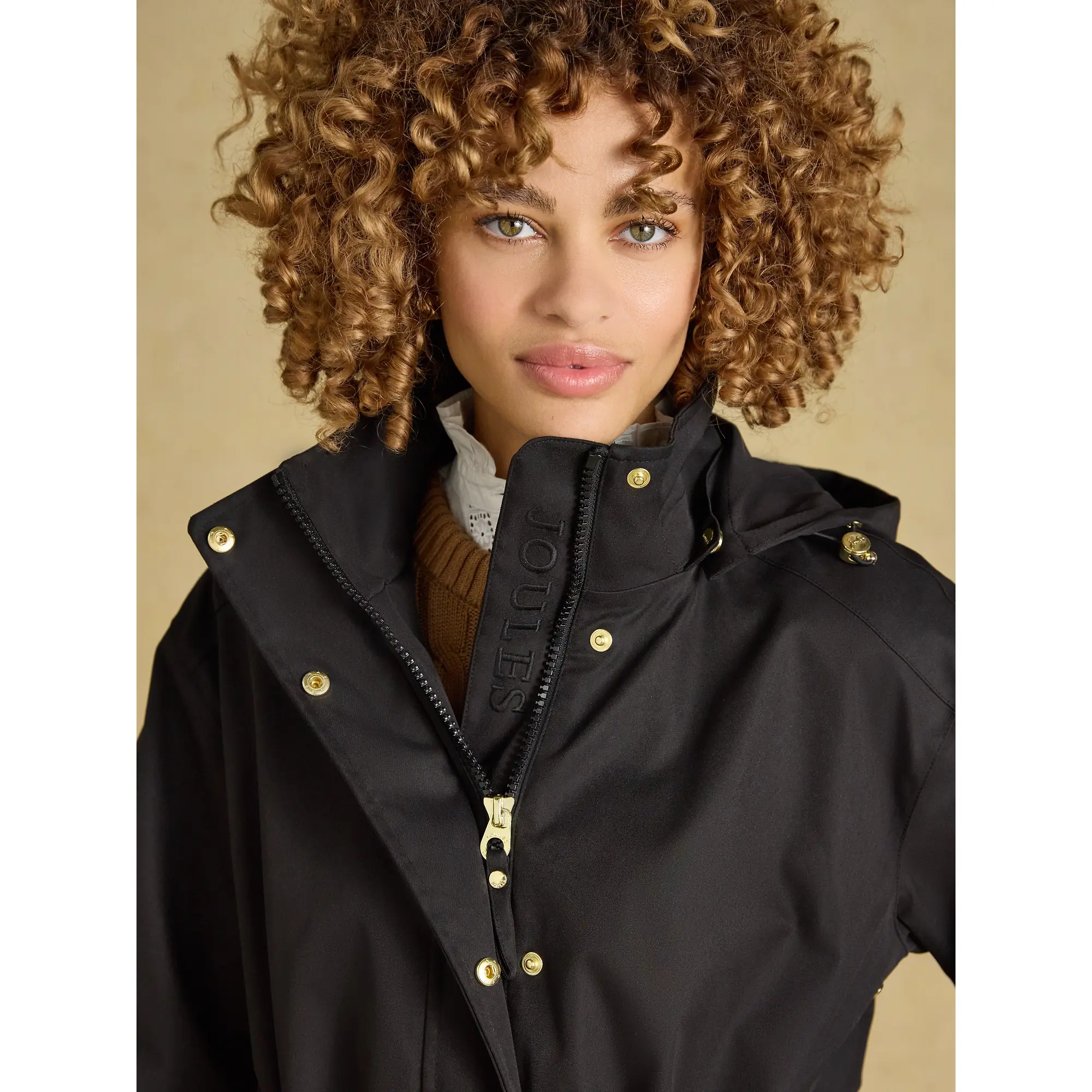 Product image 4 of 12 of Joules Women's Stormwell Waterproof Longline Raincoat with Hood - Black