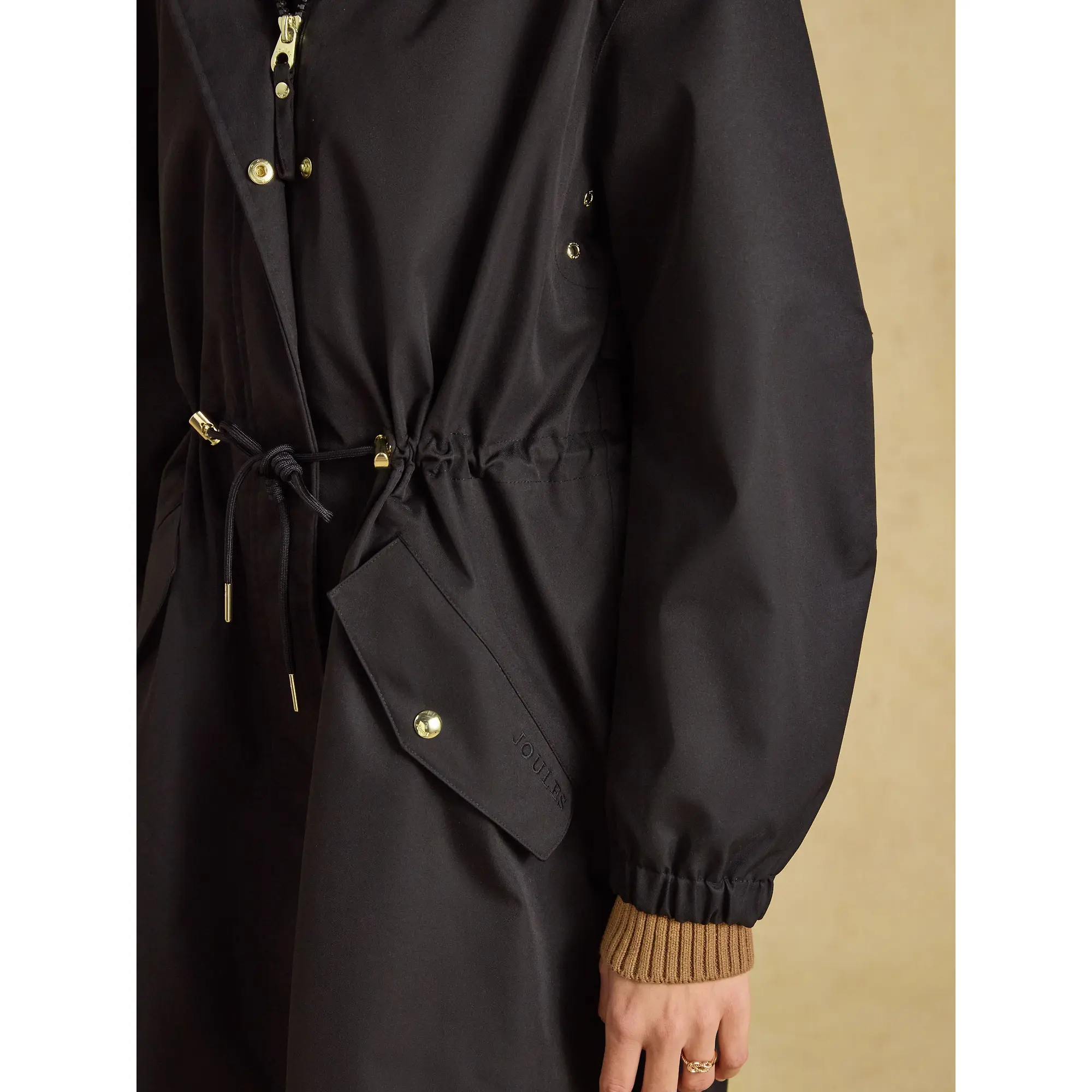 Product image 5 of 12 of Joules Women's Stormwell Waterproof Longline Raincoat with Hood - Black