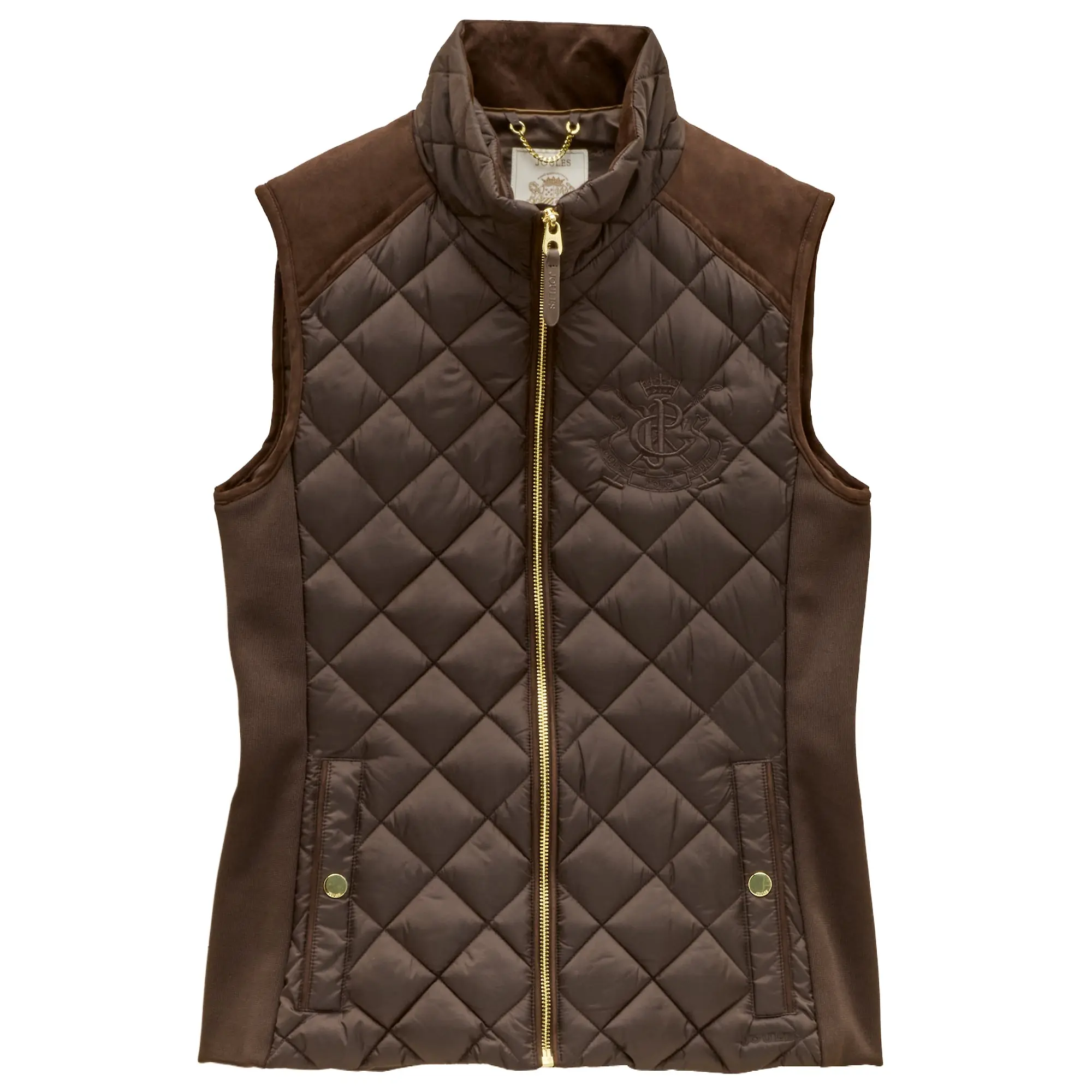 Product image 1 of 10 of Joules Women's Braemar Luxe Showerproof Diamond Quilted Gilet - Chocolate Brown
