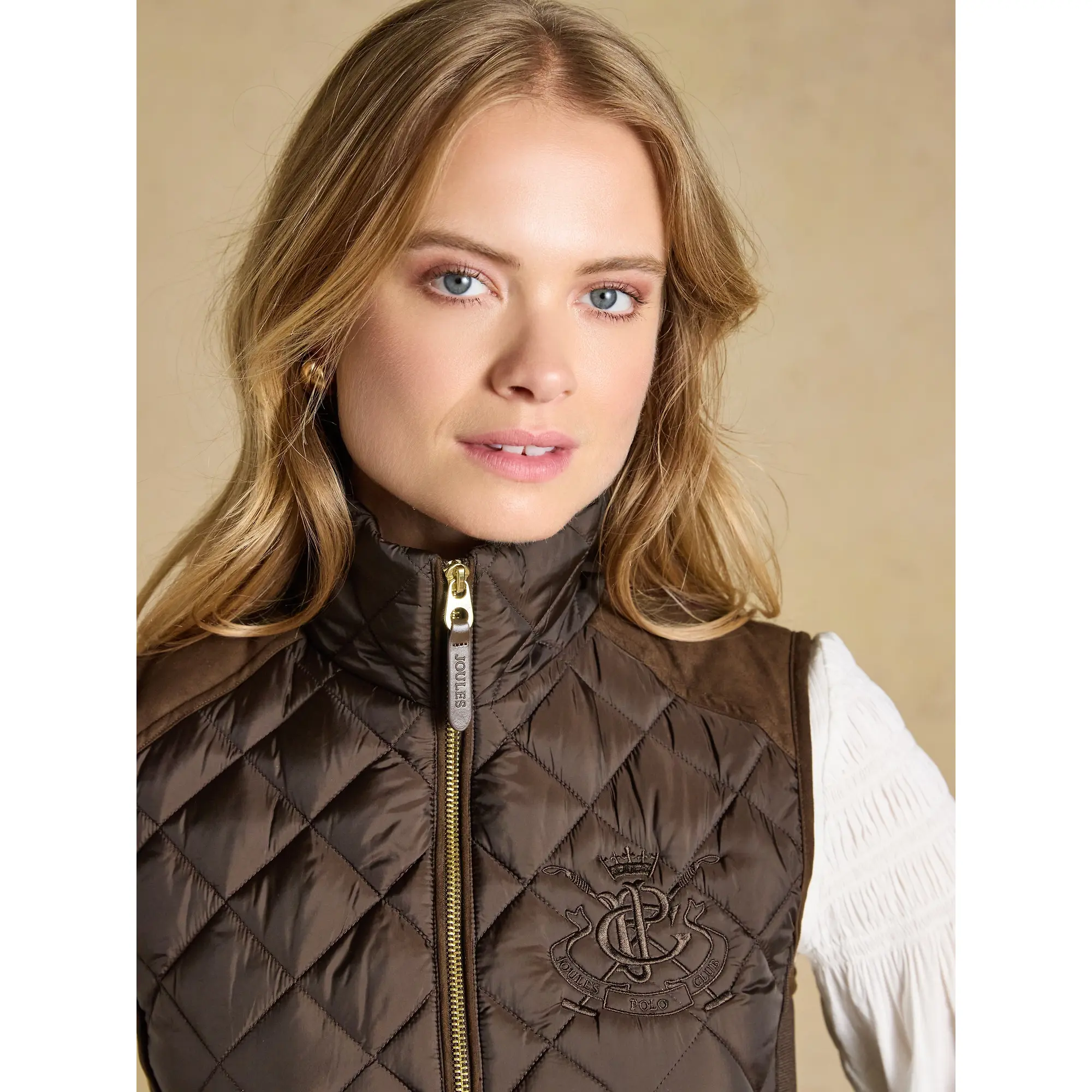 Product image 5 of 10 of Joules Women's Braemar Luxe Showerproof Diamond Quilted Gilet - Chocolate Brown