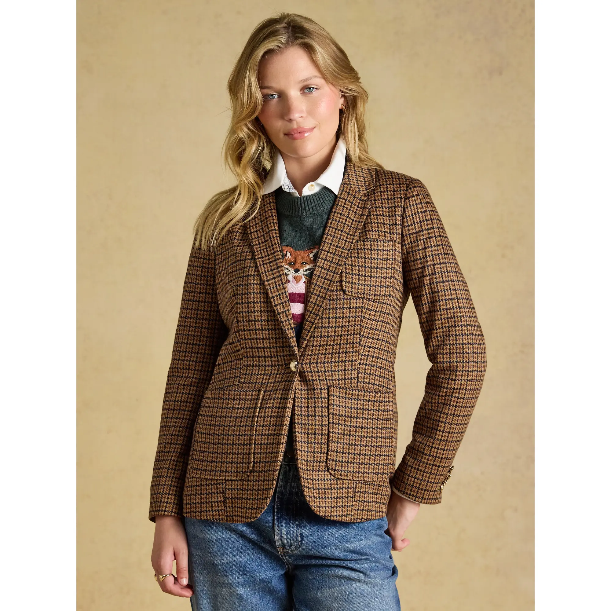 Product image 2 of 8 of Joules Women's Albury Jersey Tweed Blazer - Check