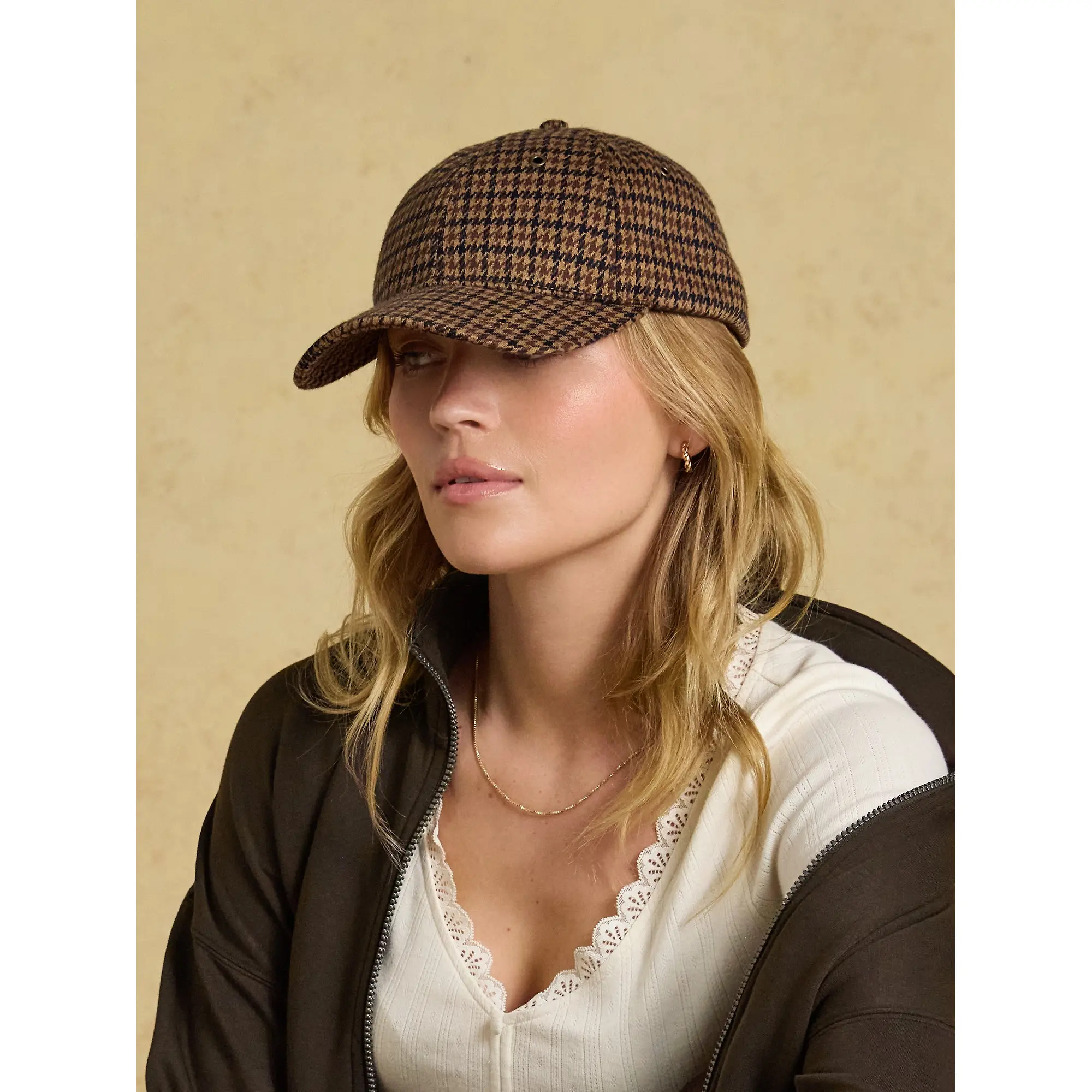 Product image 2 of 7 of Joules Women's Perry Baseball Cap - Neutral Houndstooth Jersey