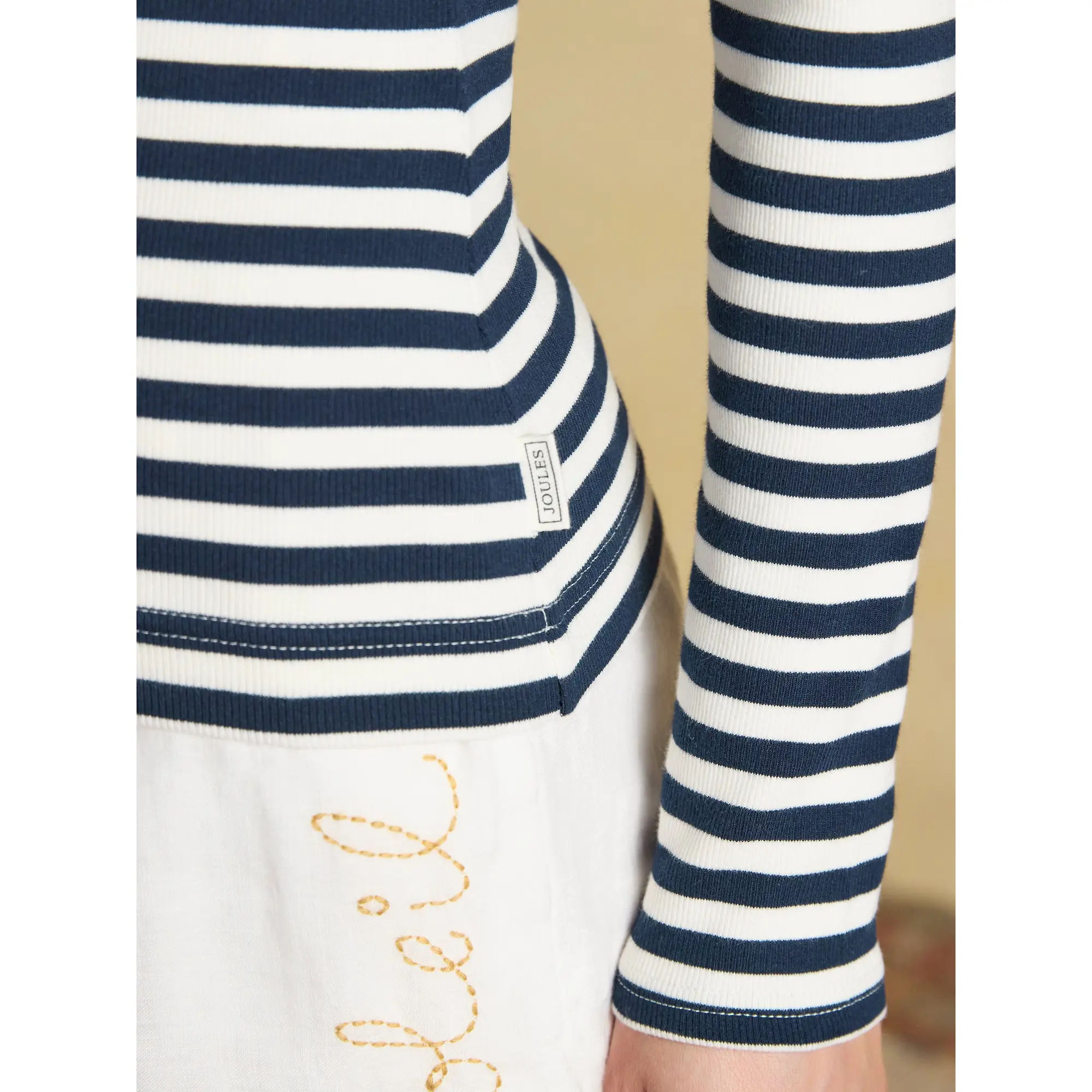 Product image 7 of 7 of Joules Women's Sophie Long Sleeve Ribbed Fitted T-Shirt - Navy Striped