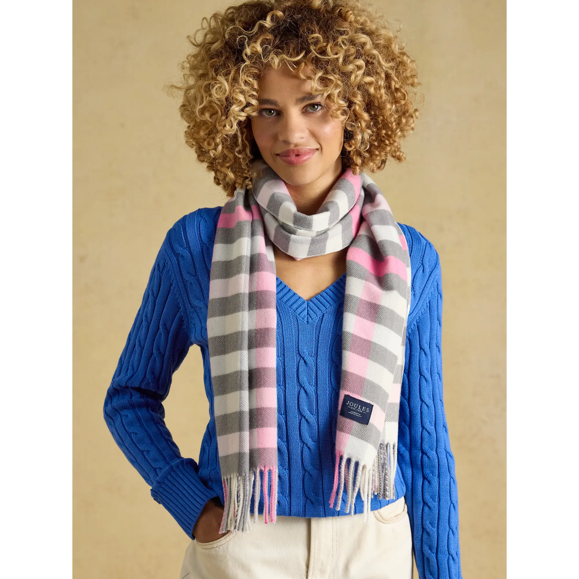 Product image 2 of 6 of Joules Women's Langtree Scarf - Pink / Grey Gingham