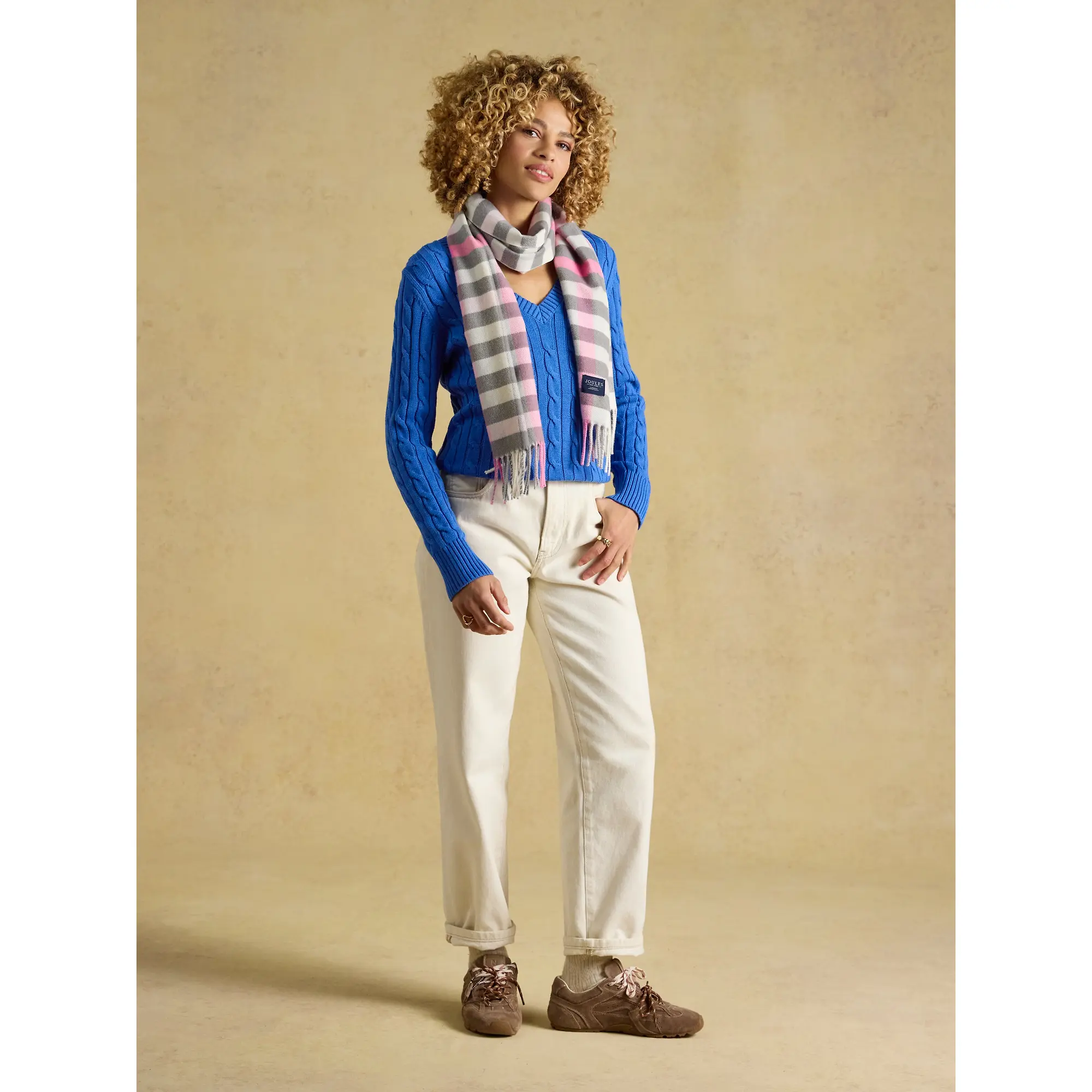 Product image 4 of 6 of Joules Women's Langtree Scarf - Pink / Grey Gingham