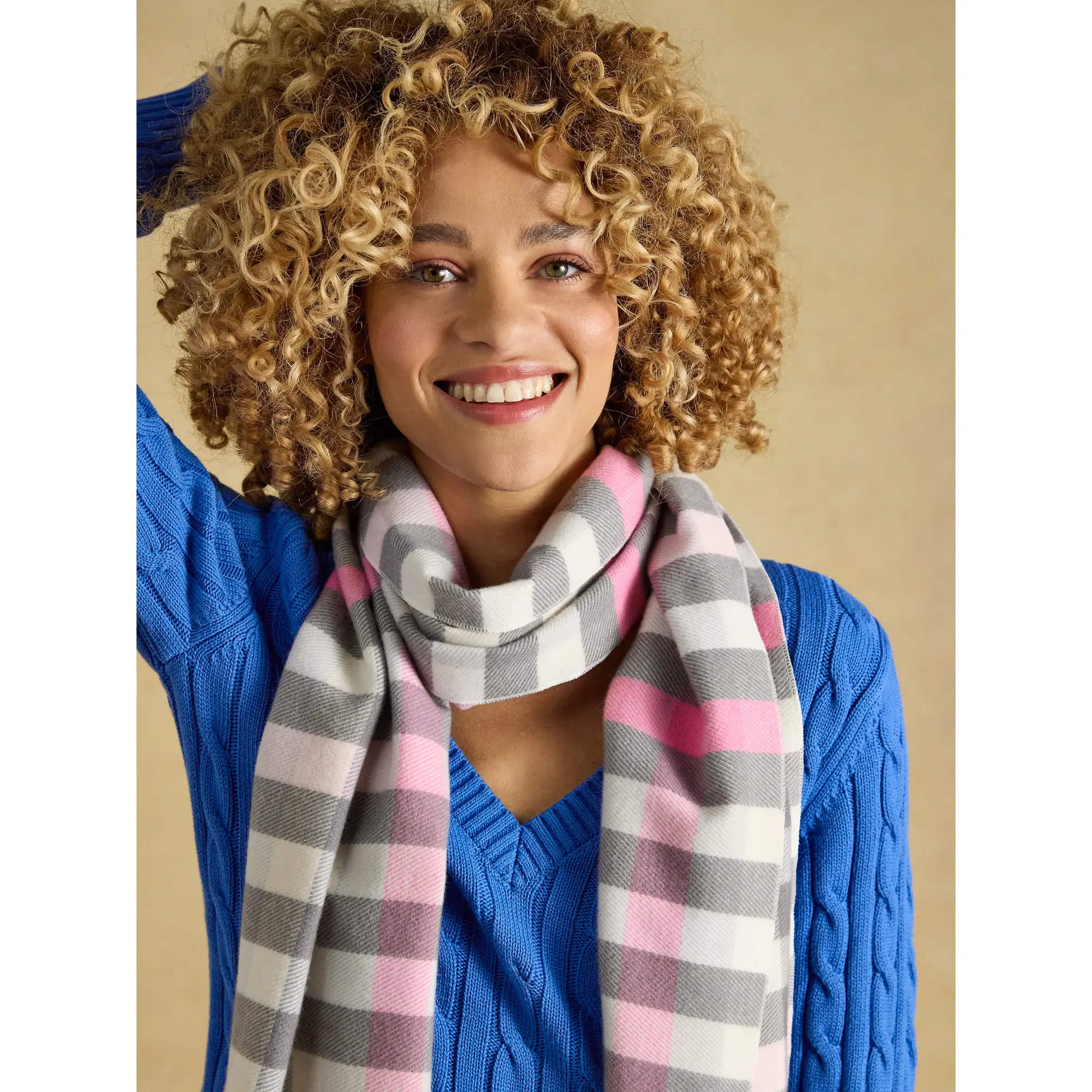 Product image 5 of 6 of Joules Women's Langtree Scarf - Pink / Grey Gingham