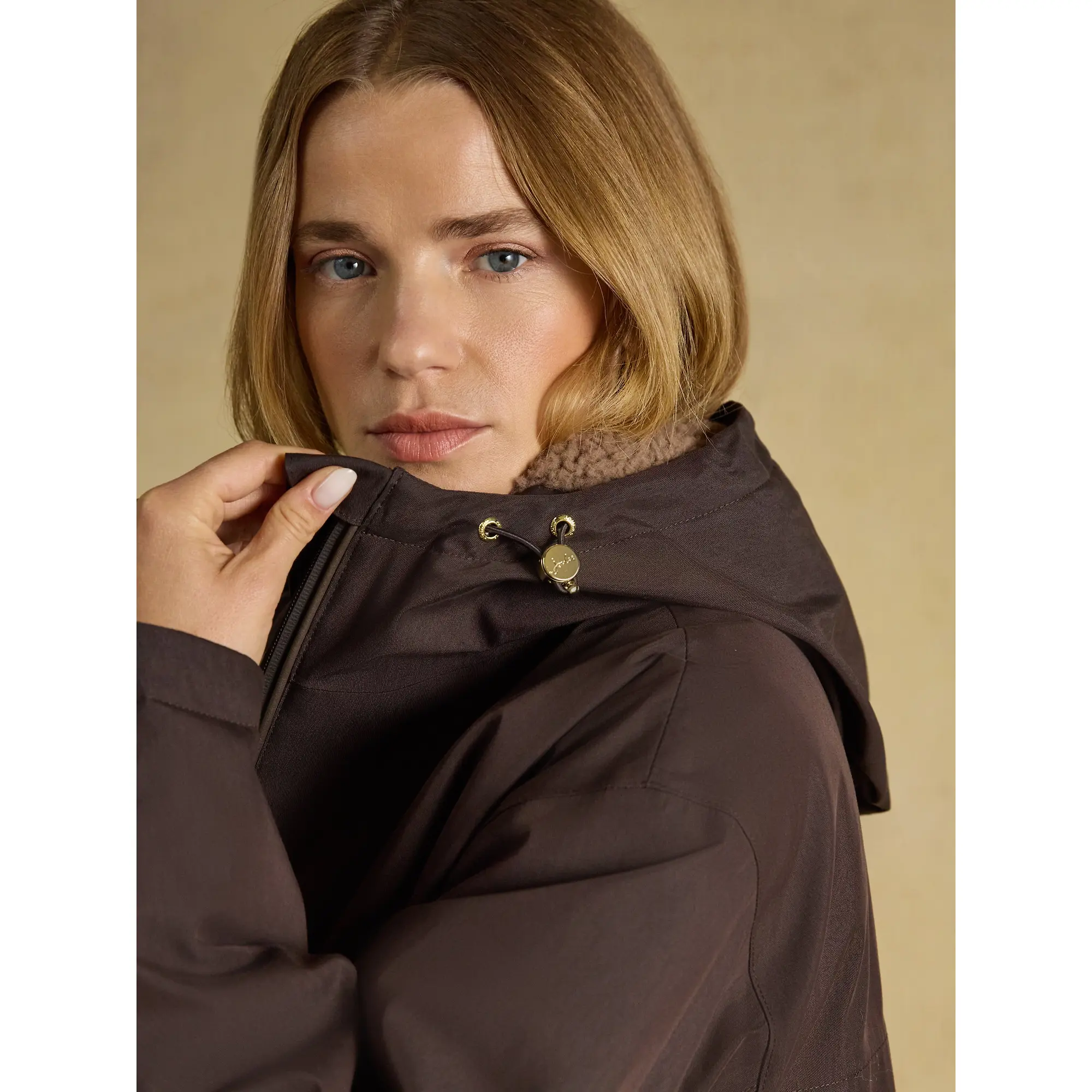 Product image 6 of 14 of Joules Women's Coverall Oversized Fleece Lined Waterproof Coat - Chocolate Brown