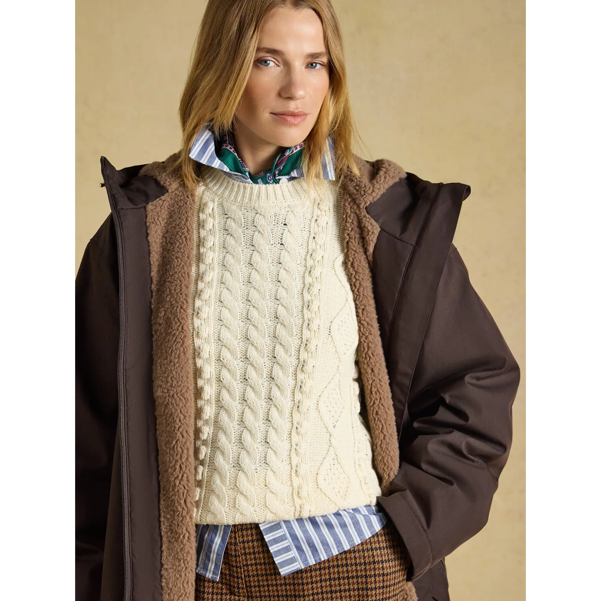 Product image 7 of 14 of Joules Women's Coverall Oversized Fleece Lined Waterproof Coat - Chocolate Brown