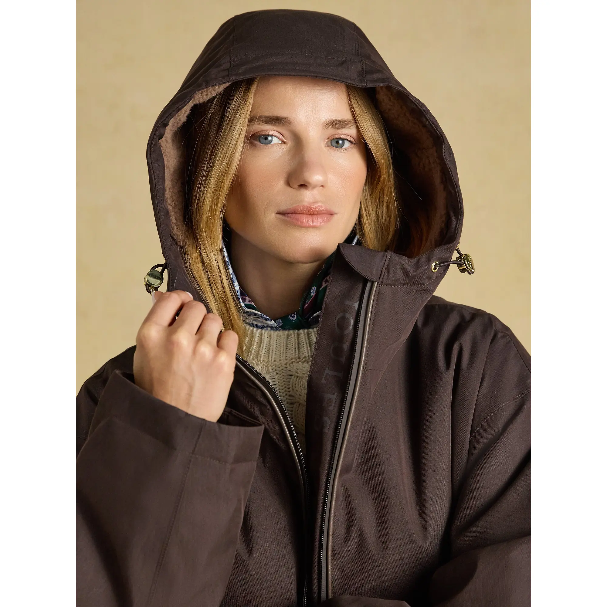 Product image 9 of 14 of Joules Women's Coverall Oversized Fleece Lined Waterproof Coat - Chocolate Brown
