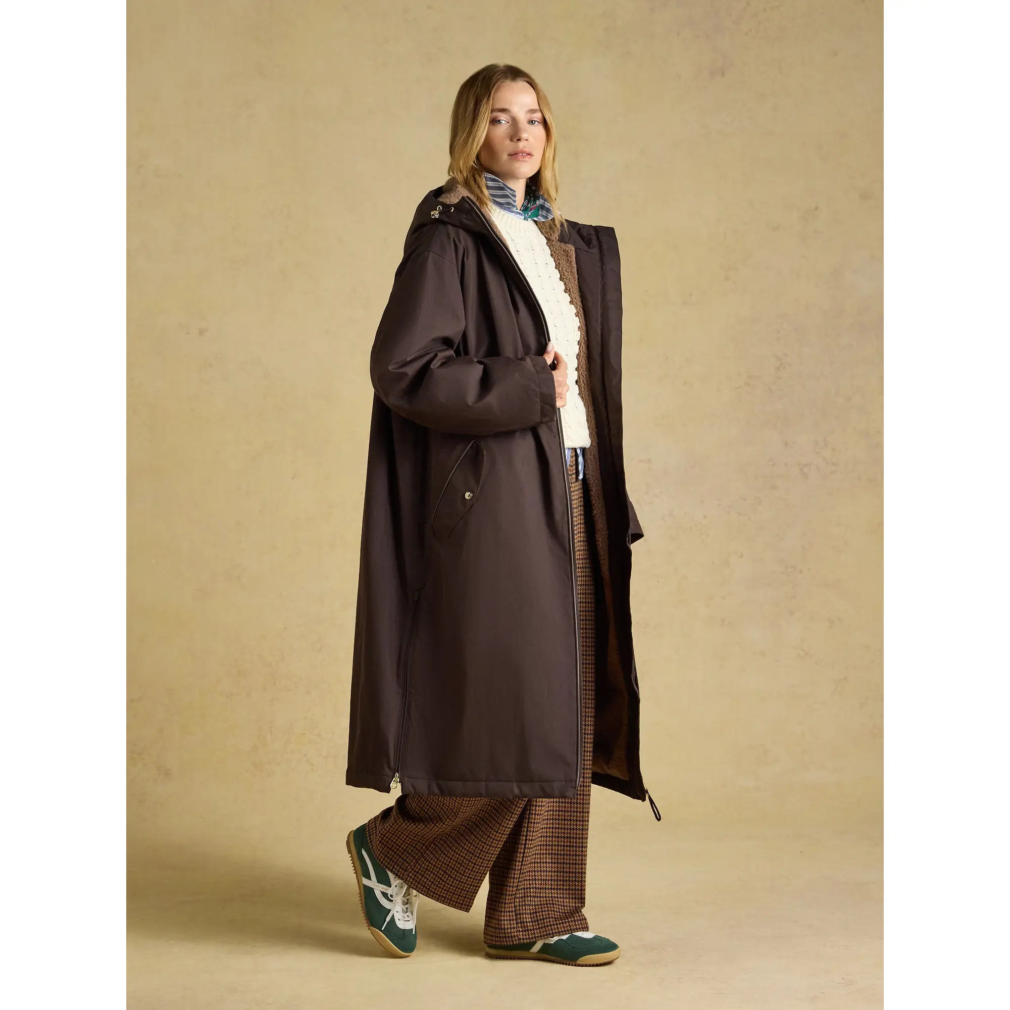 Product image 11 of 14 of Joules Women's Coverall Oversized Fleece Lined Waterproof Coat - Chocolate Brown