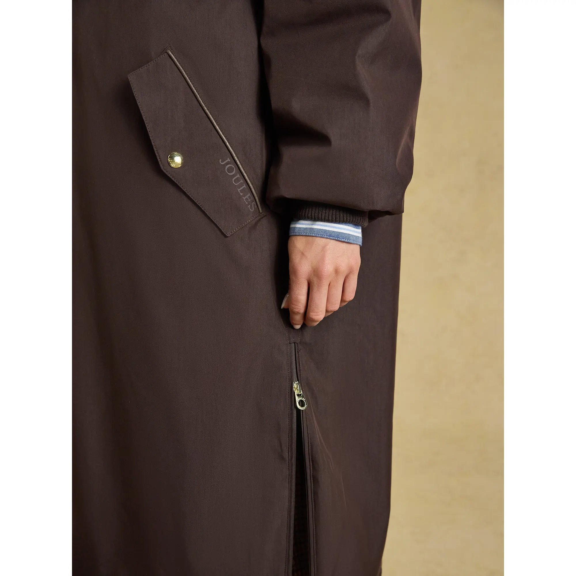 Product image 12 of 14 of Joules Women's Coverall Oversized Fleece Lined Waterproof Coat - Chocolate Brown