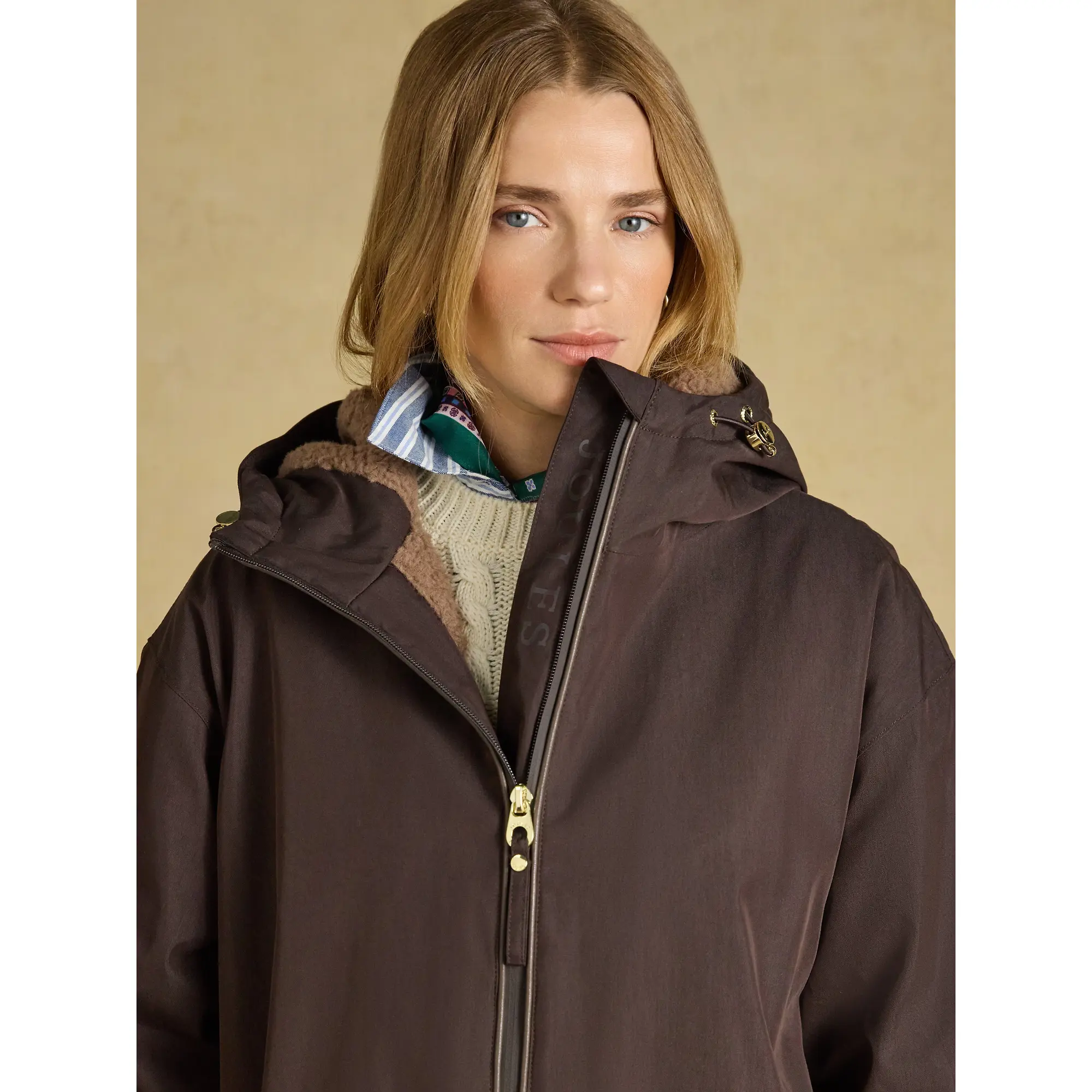 Product image 13 of 14 of Joules Women's Coverall Oversized Fleece Lined Waterproof Coat - Chocolate Brown