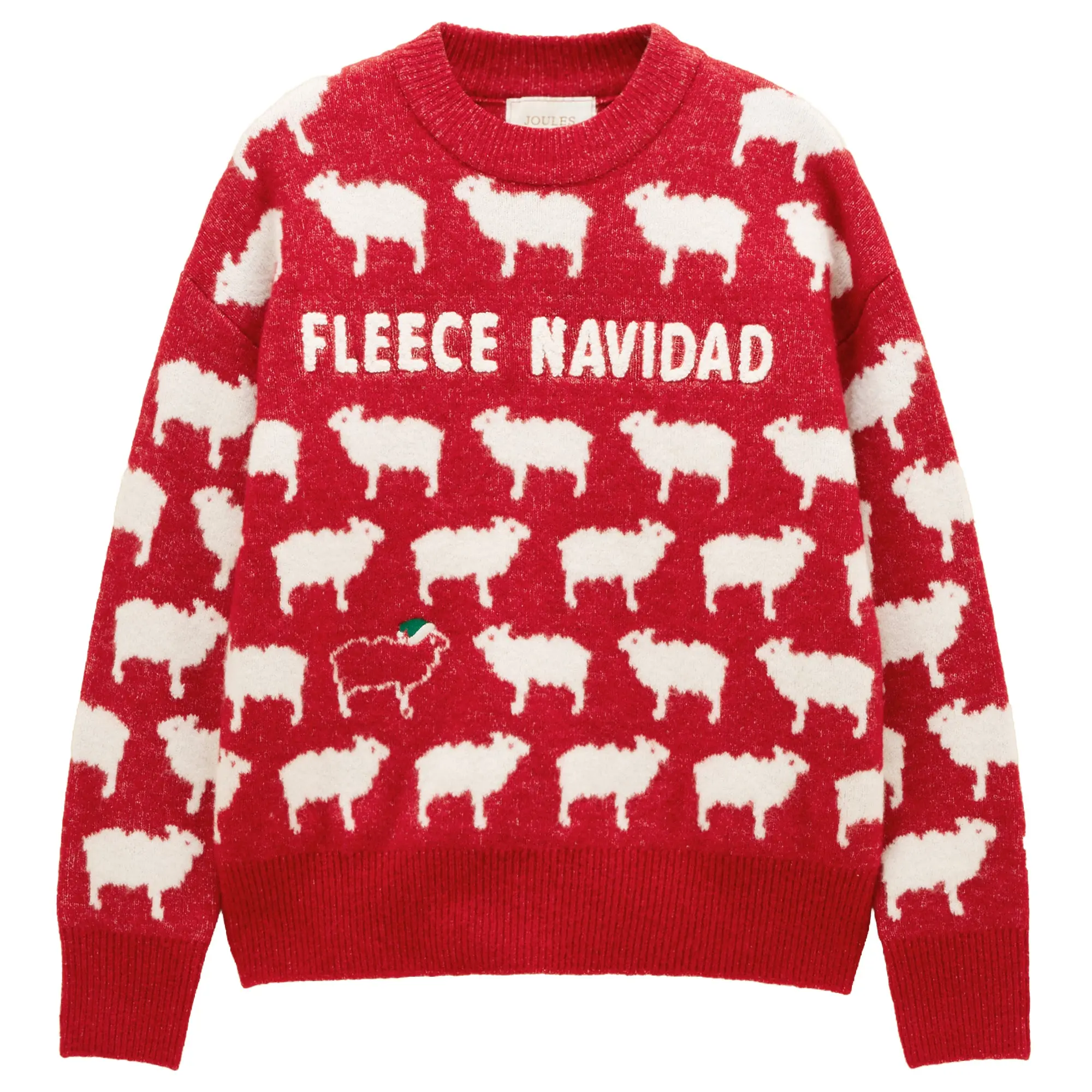 Product image 1 of 7 of Joules Women's Fleece Navidad Sheep Icon Crew Neck Knitted Jumper - Red