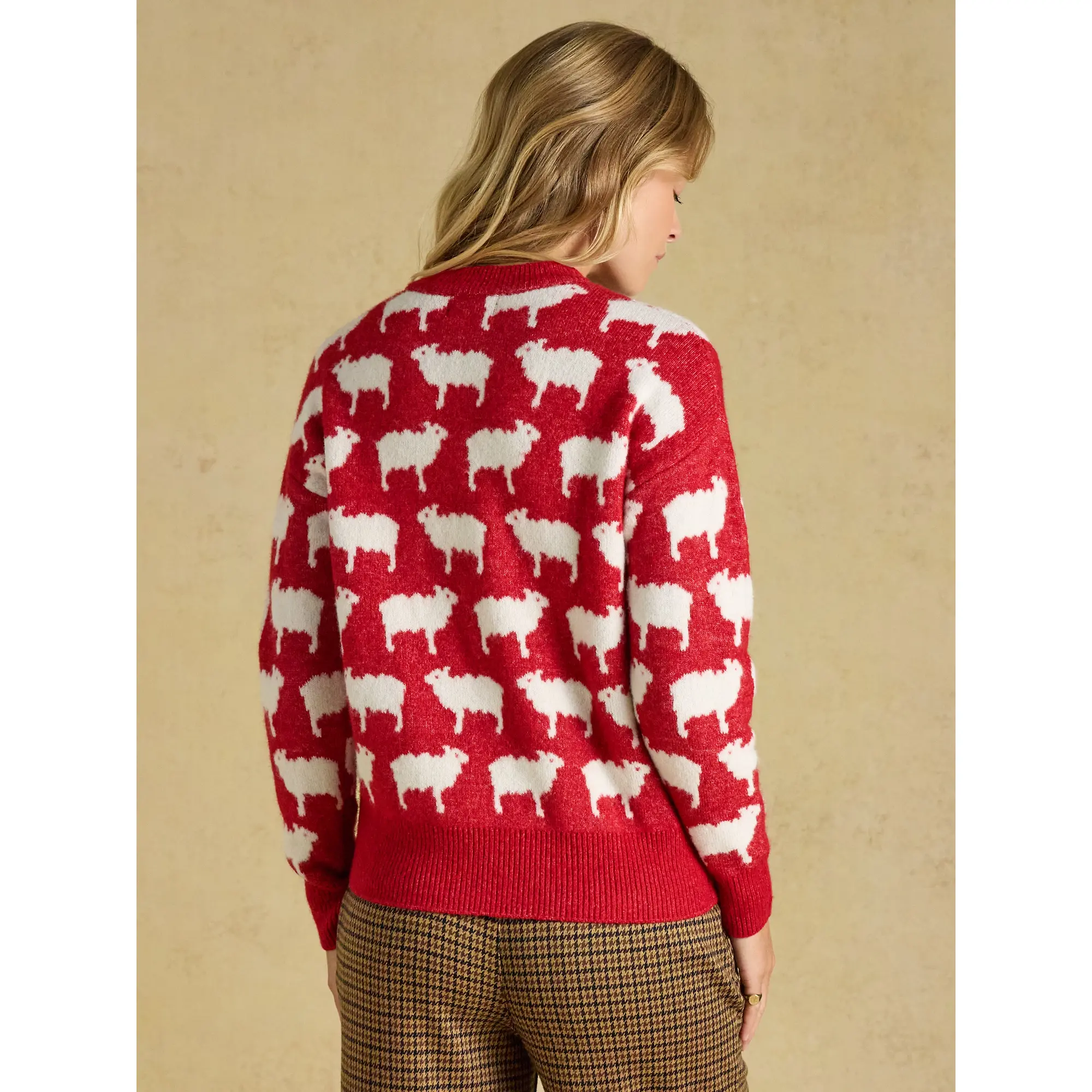 Product image 3 of 7 of Joules Women's Fleece Navidad Sheep Icon Crew Neck Knitted Jumper - Red