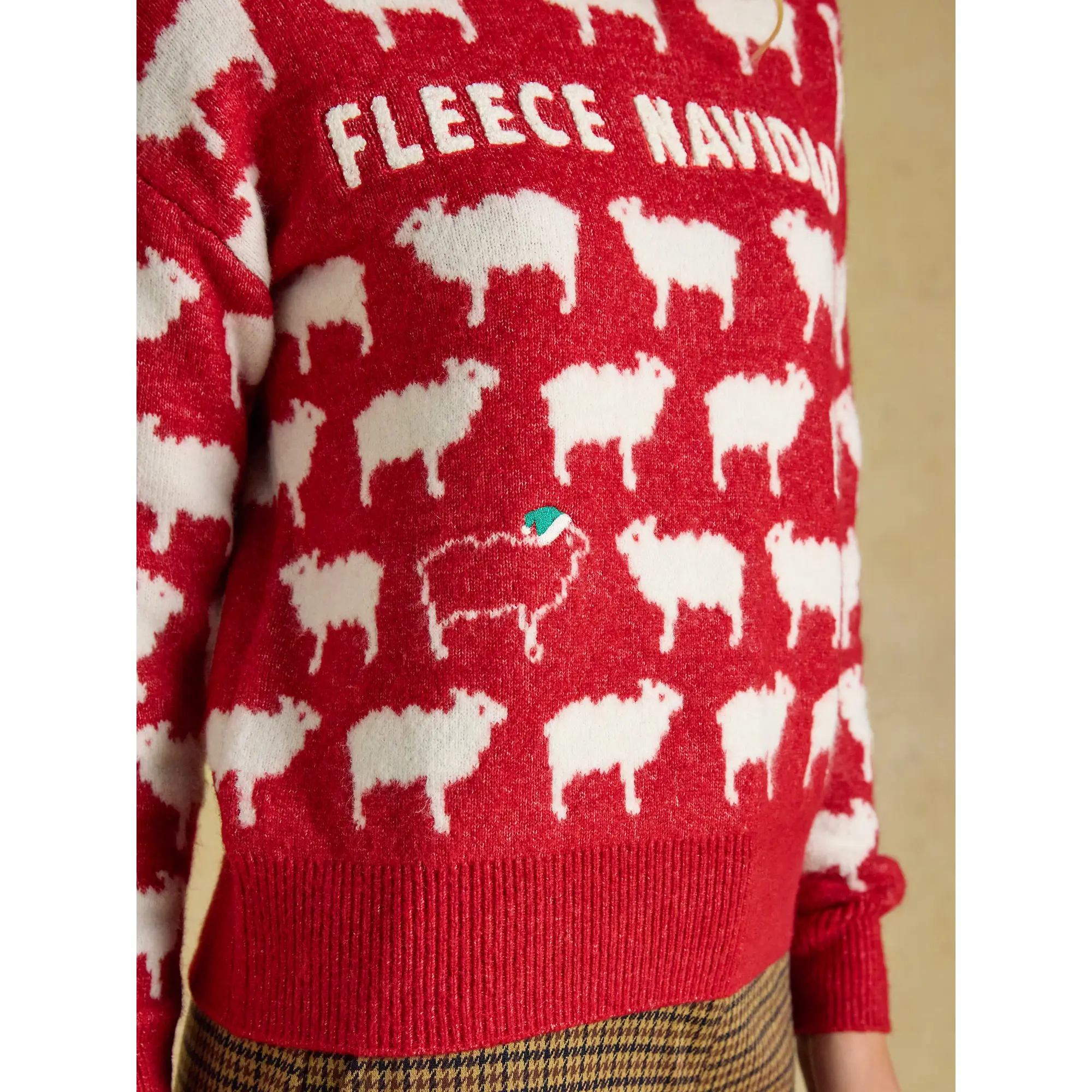Product image 6 of 7 of Joules Women's Fleece Navidad Sheep Icon Crew Neck Knitted Jumper - Red