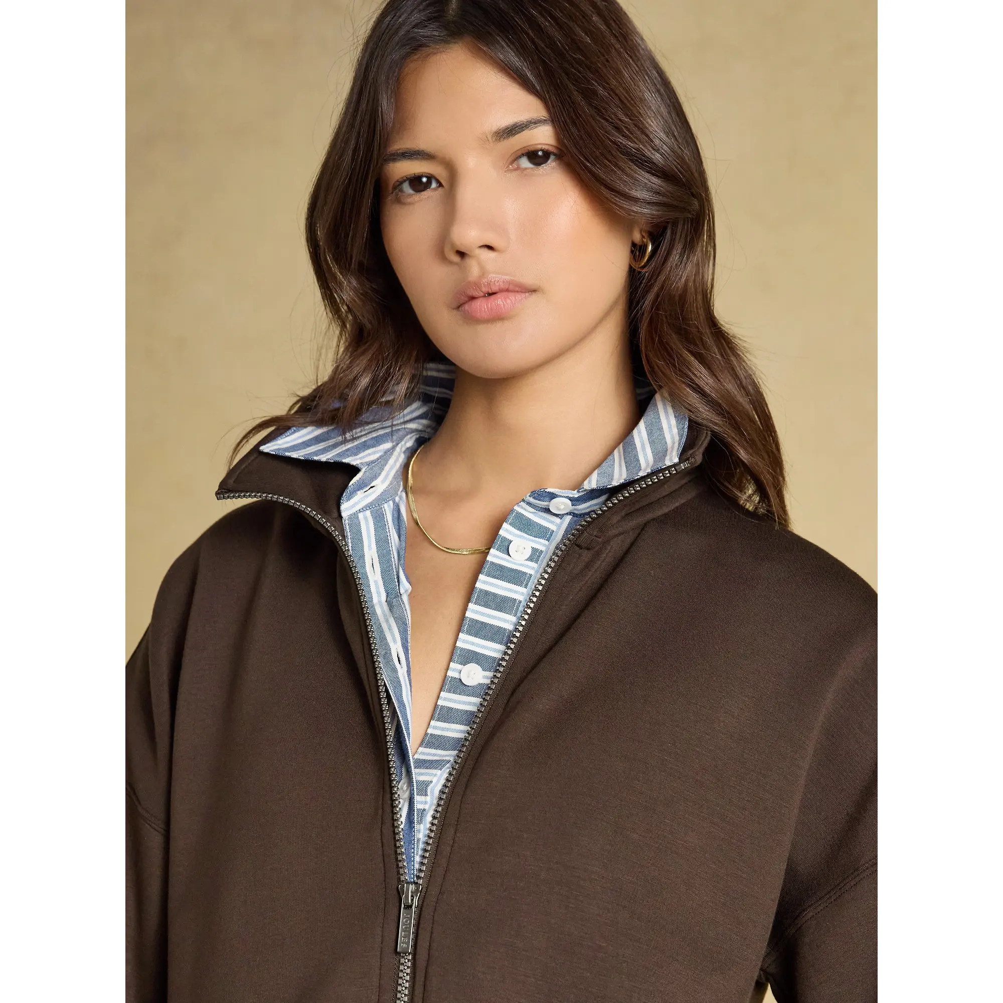 Product image 5 of 8 of Joules Women's Soft Full Zip Funnel Neck Sweatshirt - Chocolate Brown