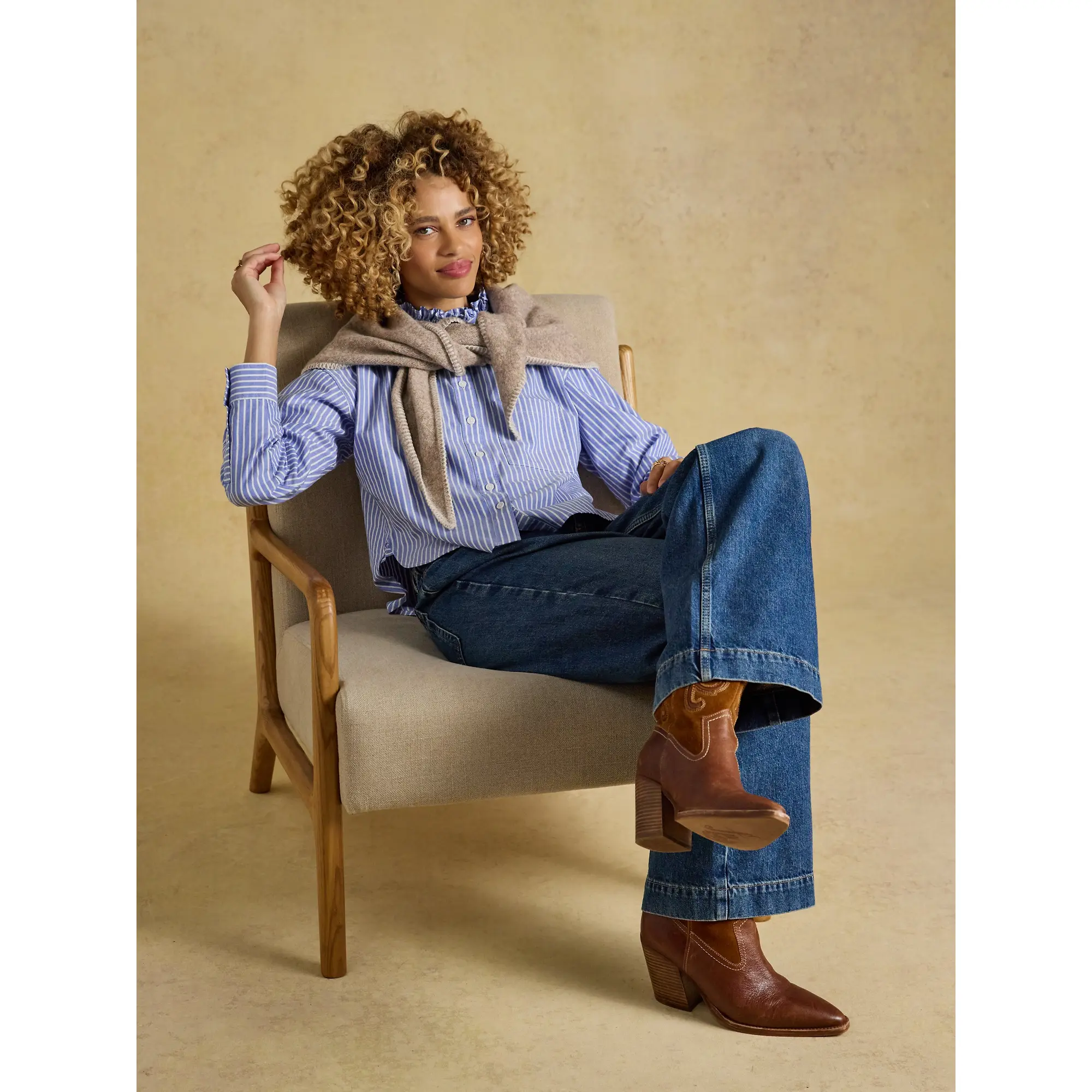 Product image 4 of 6 of Joules Women's Kendra Triangle Scarf - Oatmeal