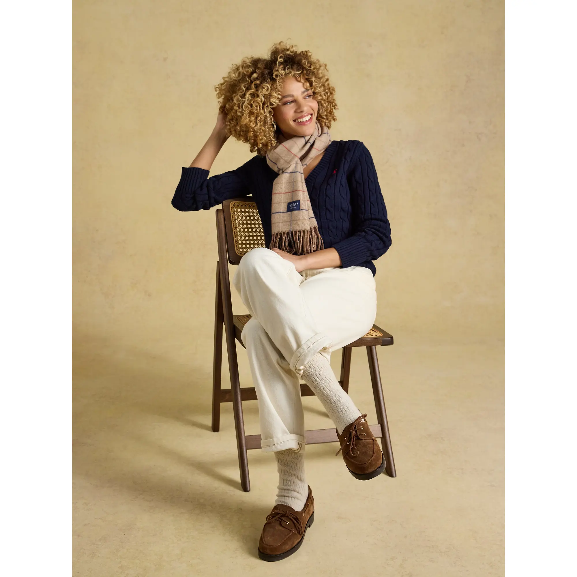 Product image 4 of 6 of Joules Women's Langtree Scarf - Neutral Check