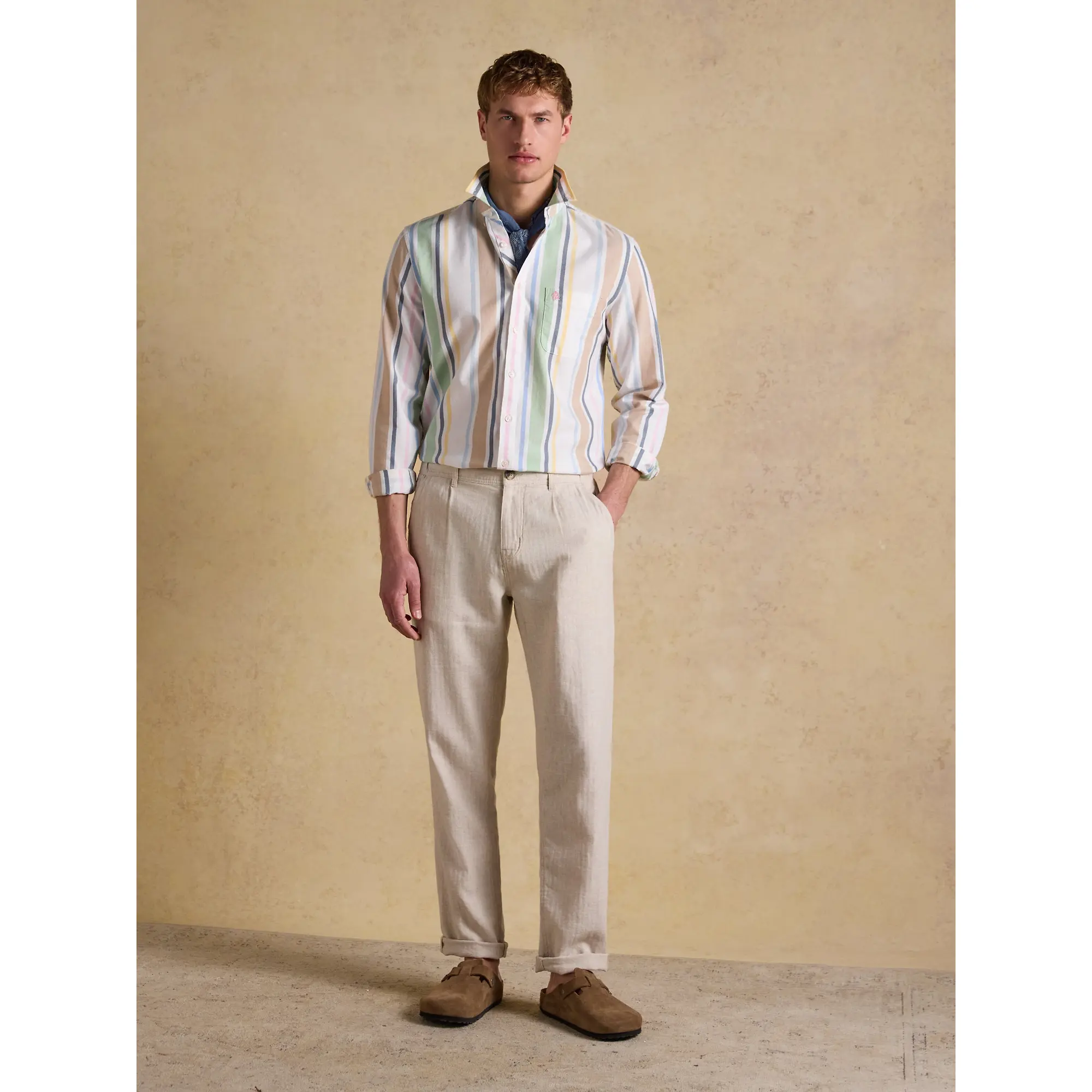 Product image 4 of 10 of Joules Men's Oxford Stripe Long Sleeve Classic Fit Cotton Shirt - Multi