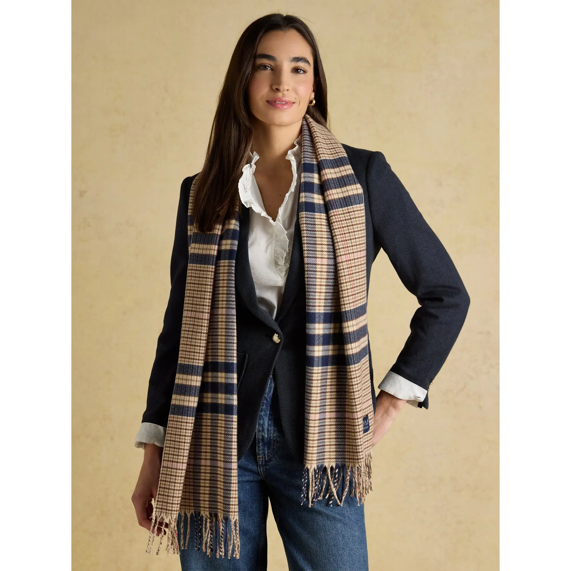 Product image 4 of 7 of Joules Women's Langtree Large Scarf - Neutral & Navy