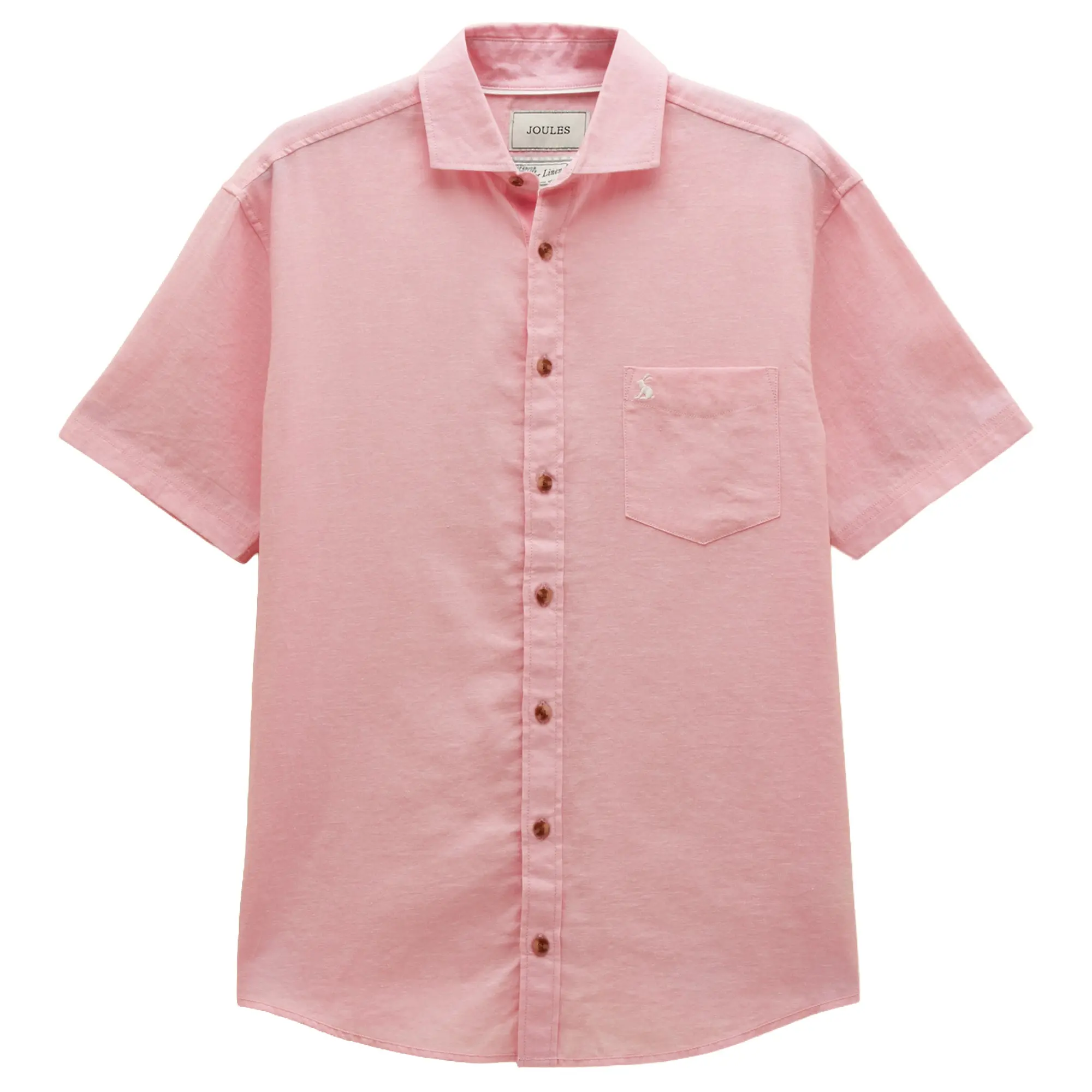 Product image 1 of 8 of Joules Men's Linen Blend Short Sleeve Shirt - Pink