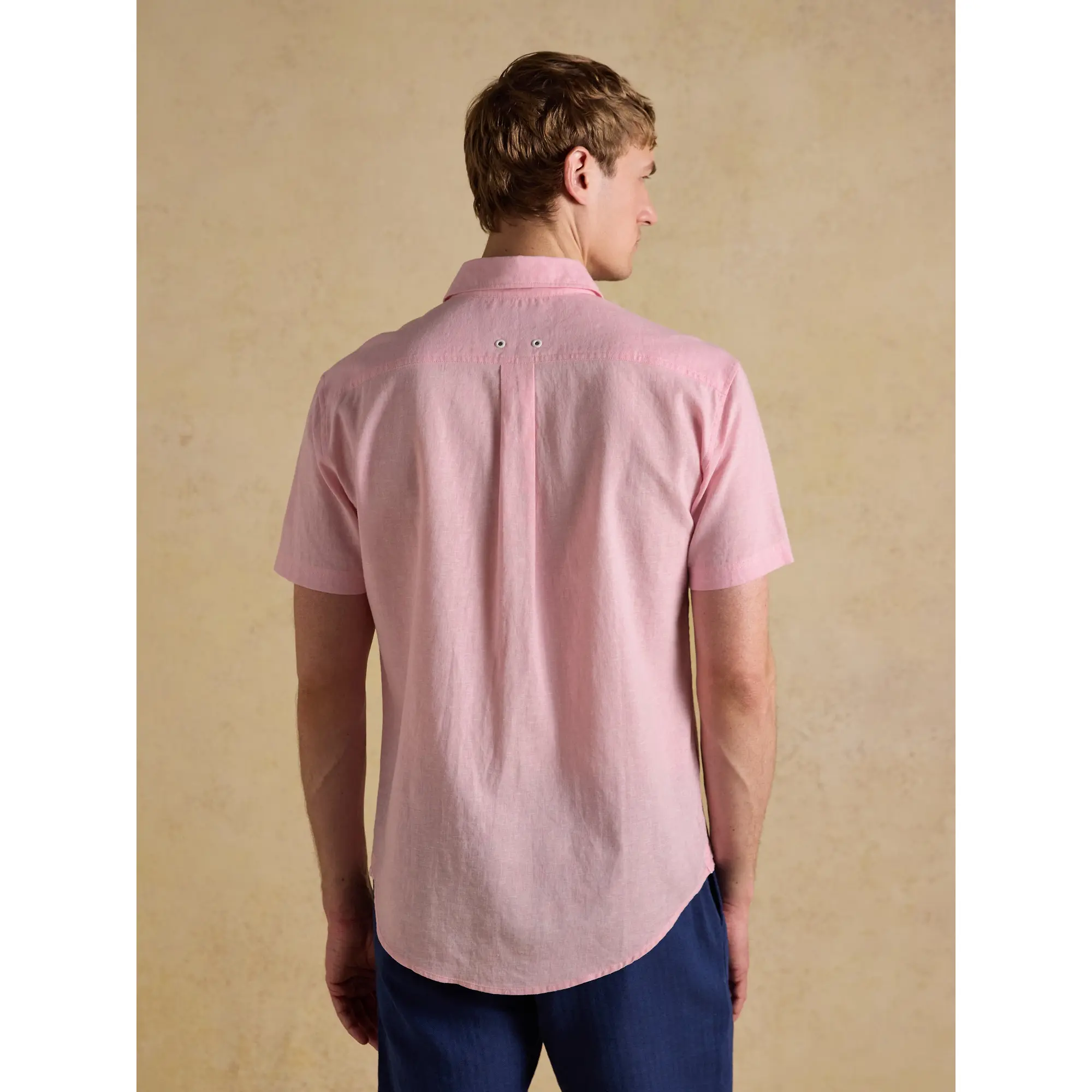 Product image 3 of 8 of Joules Men's Linen Blend Short Sleeve Shirt - Pink