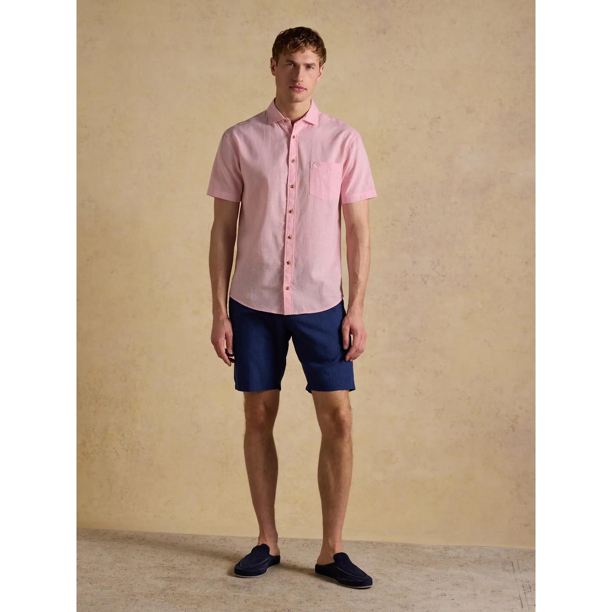 Product image 4 of 8 of Joules Men's Linen Blend Short Sleeve Shirt - Pink